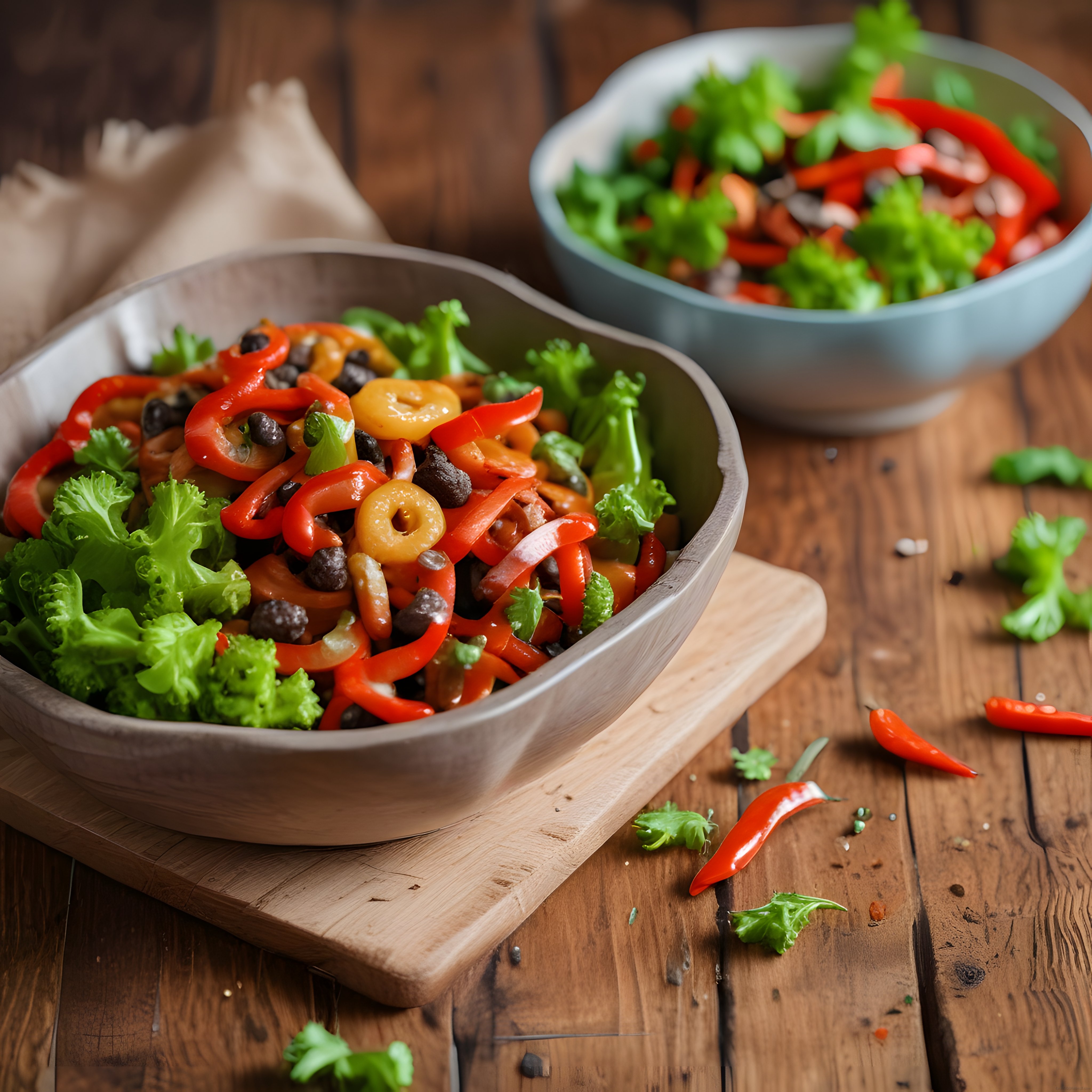 Rustik Mutfak Ambiyansında Sebzeli Noodle Salatası: Sağlıklı ve Renkli Tarif