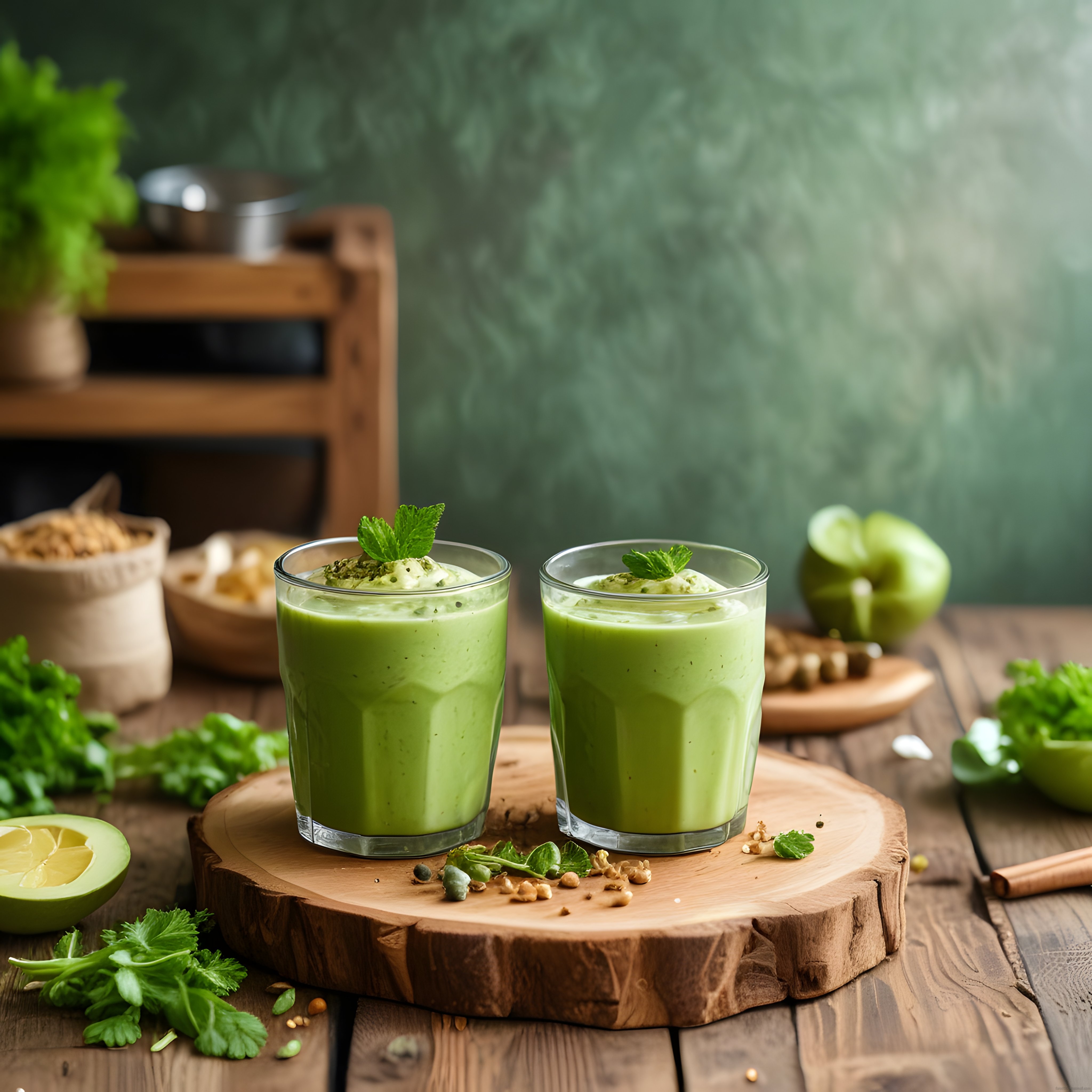 Rustik Mutfak Atmosferinde Ev Yapımı Yeşil Detoks Smoothie Tarifi