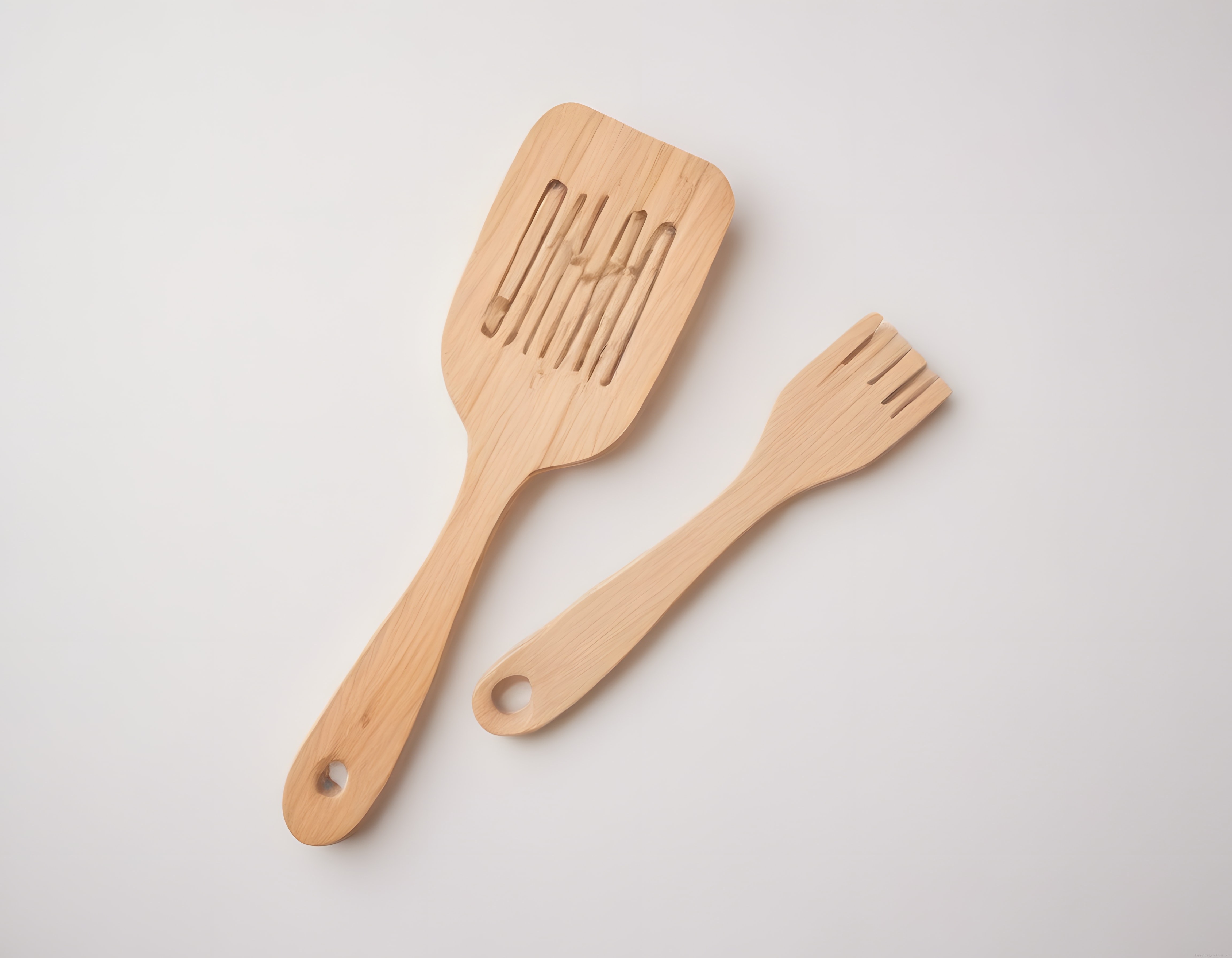 Rustik Stilde Doğal Ahşap Spatula Takımı ve Minimalist Mutfak Aksesuarları