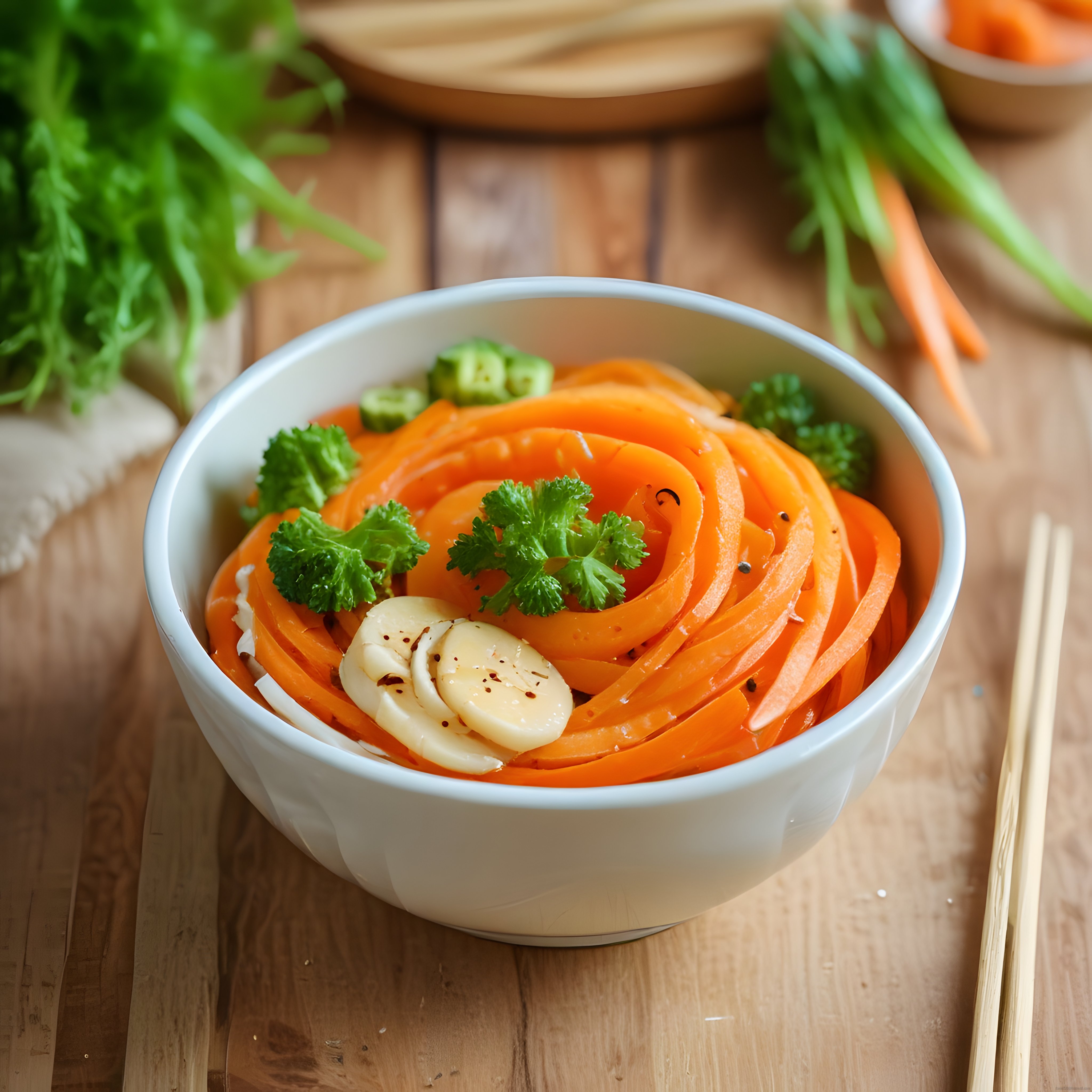 Rustik Sunumda Ev Yapımı Havuç Spagetti ile Sağlıklı ve Hafif Bir Öğün