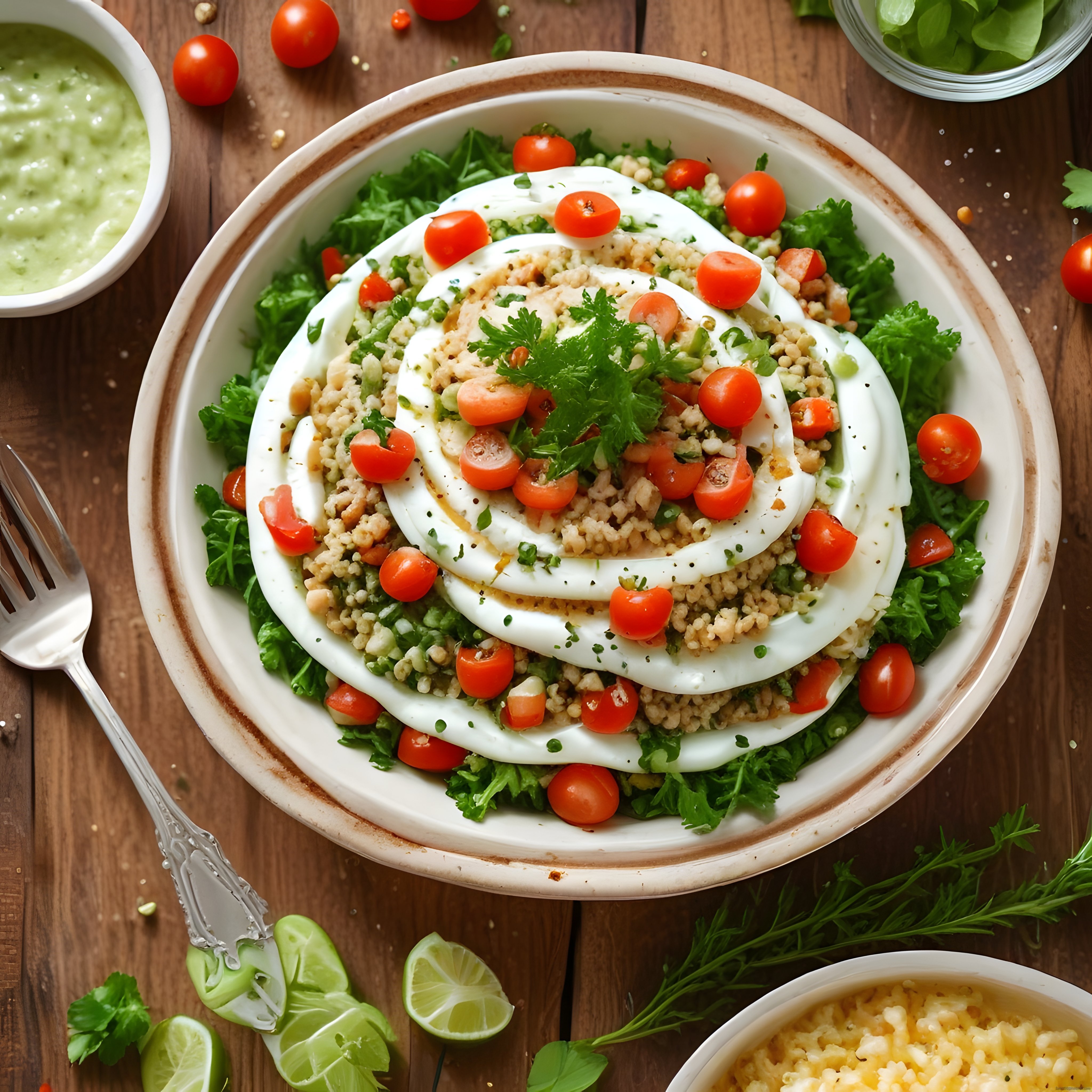 Rustik Sunumda Mozzarella ve Bulgur Kasesi: Sağlıklı Akdeniz Tarifi