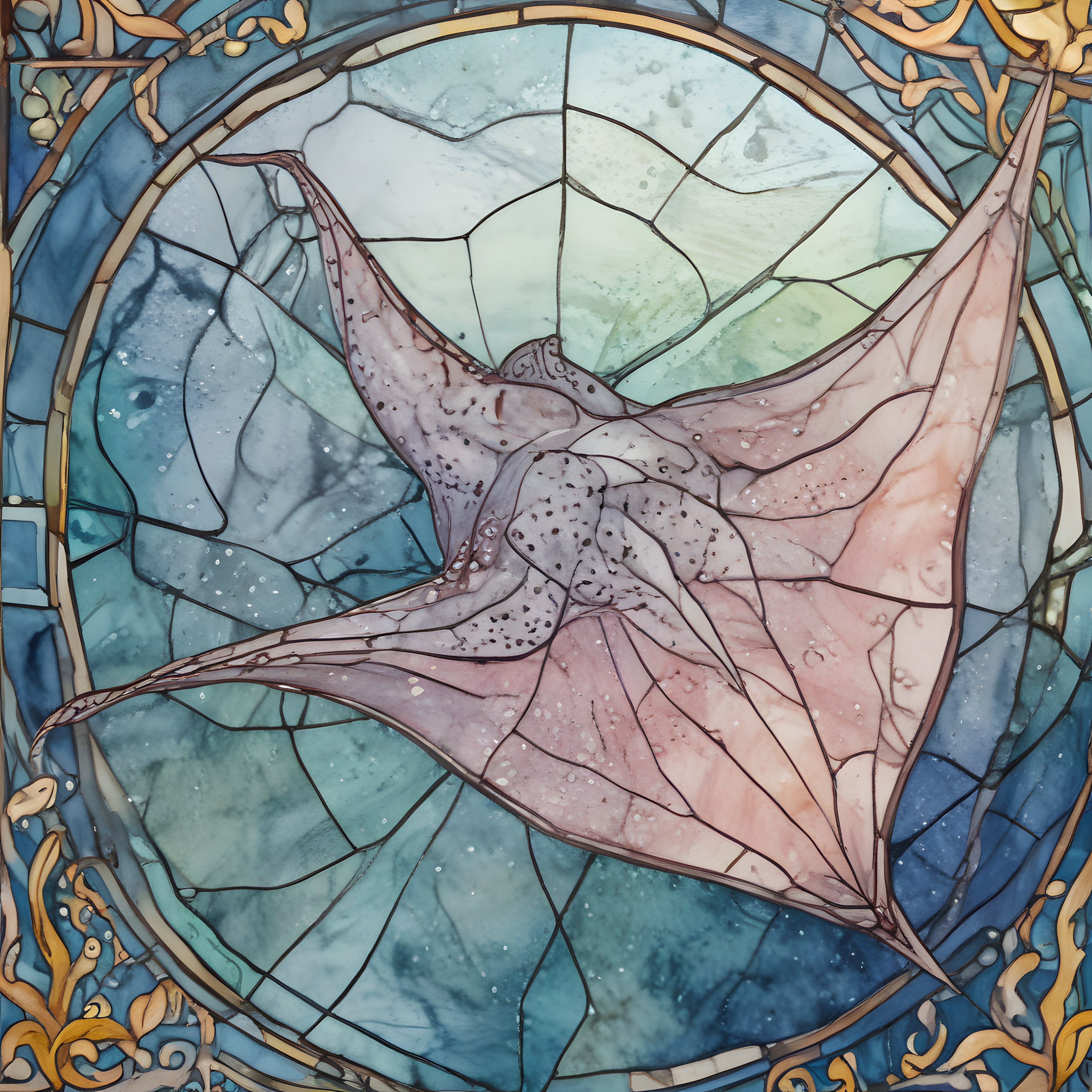 Rüya Gibi Vitray Kelebek: Art Nouveau Esintili Dijital Duvar Kağıdı Tasarımı