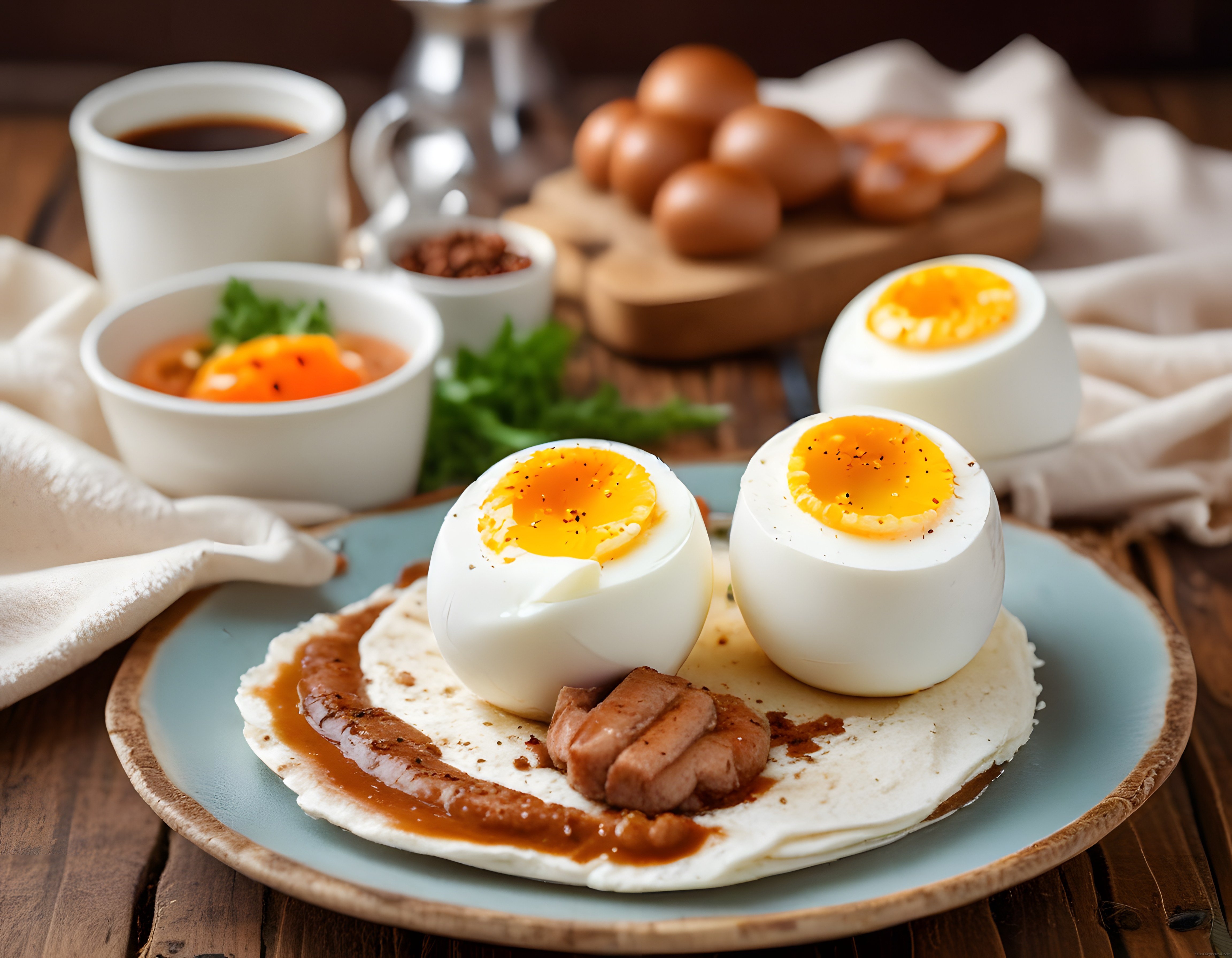 Sabah Sofrasında Lezzetli Kahvaltı: Yumurta, Soslu Ekmek ve Kahve