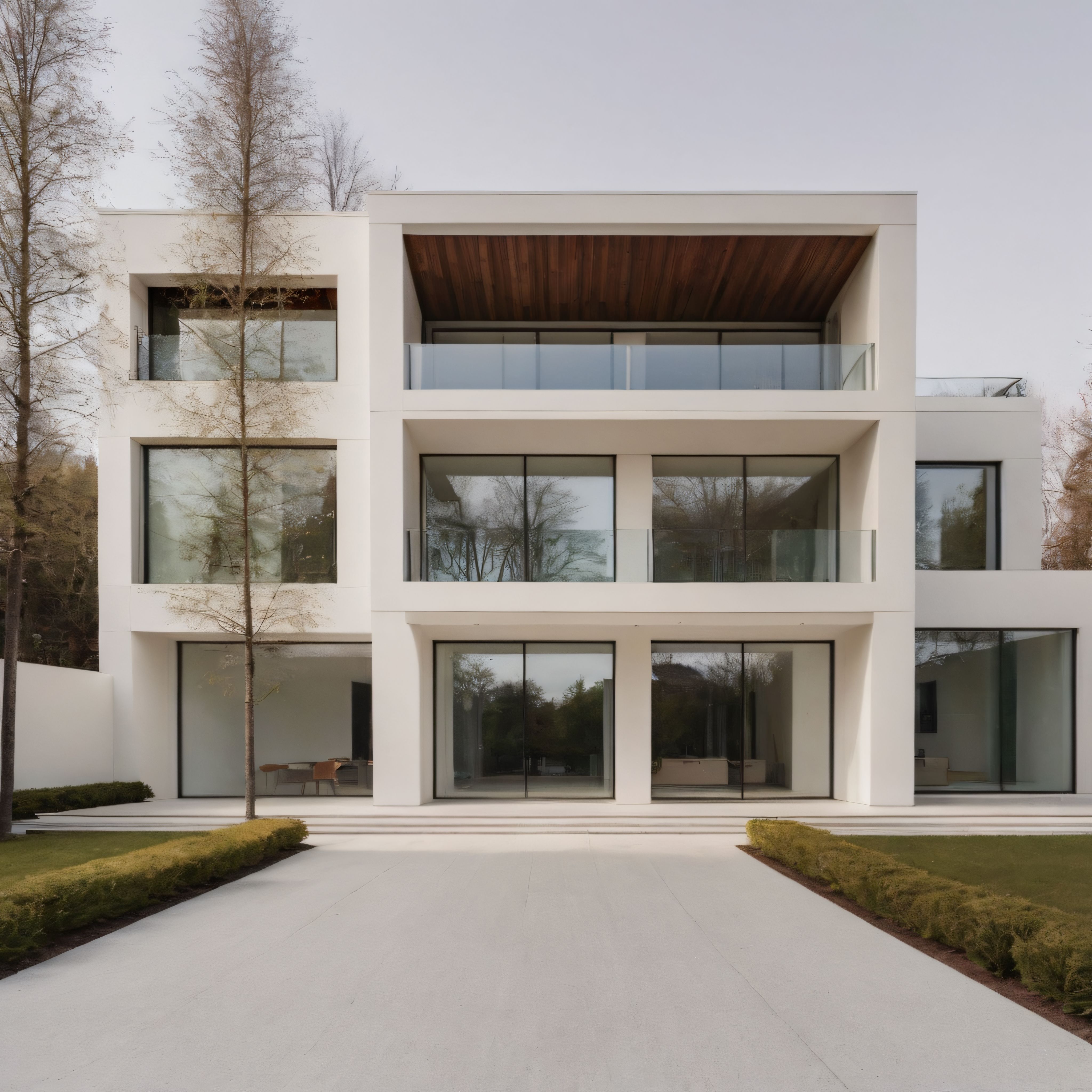 Sade Çizgiler ve Cam Cephelerle Modern Minimalist Villa Tasarımı
