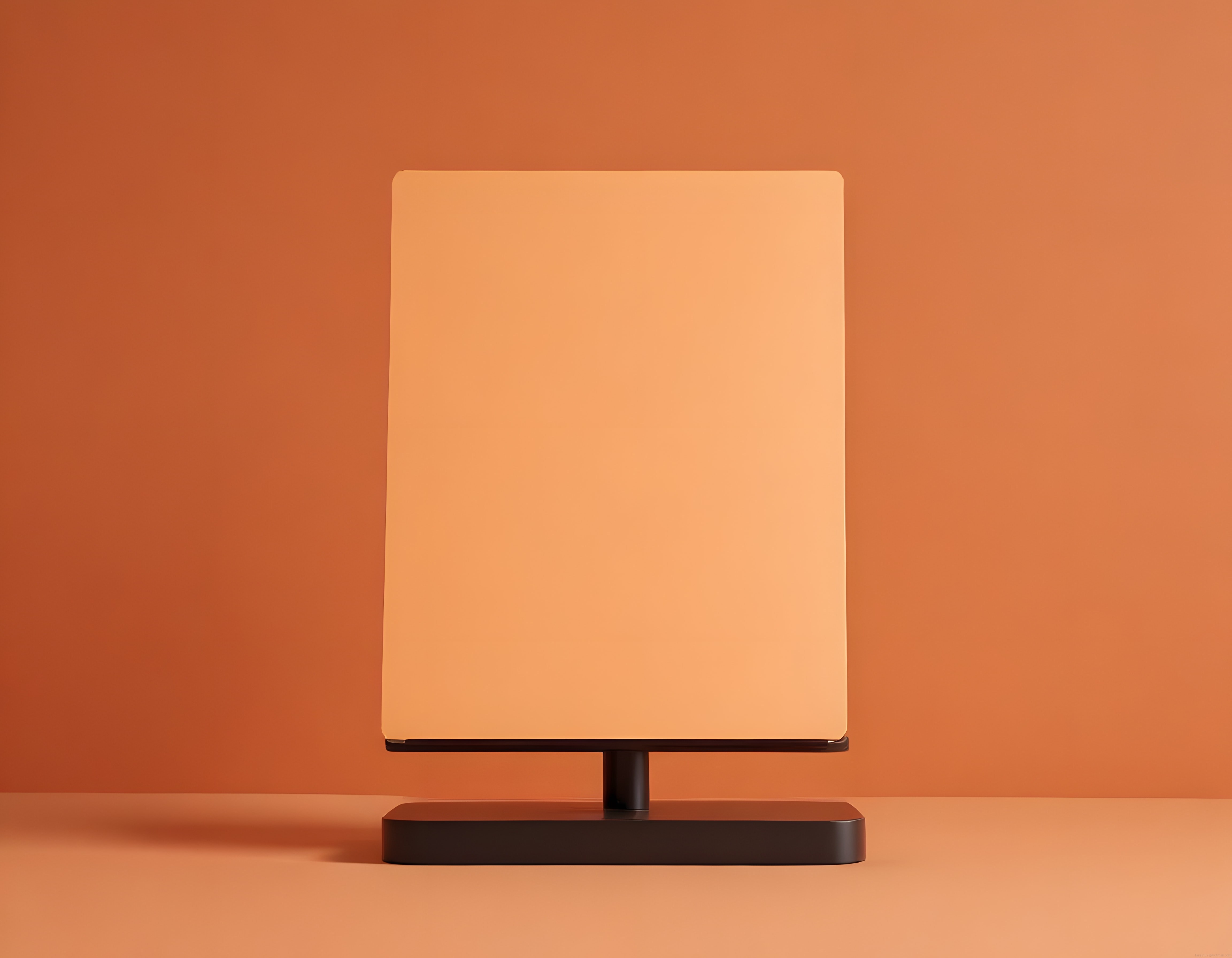 Sade Terracotta Arka Planda Modern Dijital Ekran Standı ve Boş Portrait Monitör