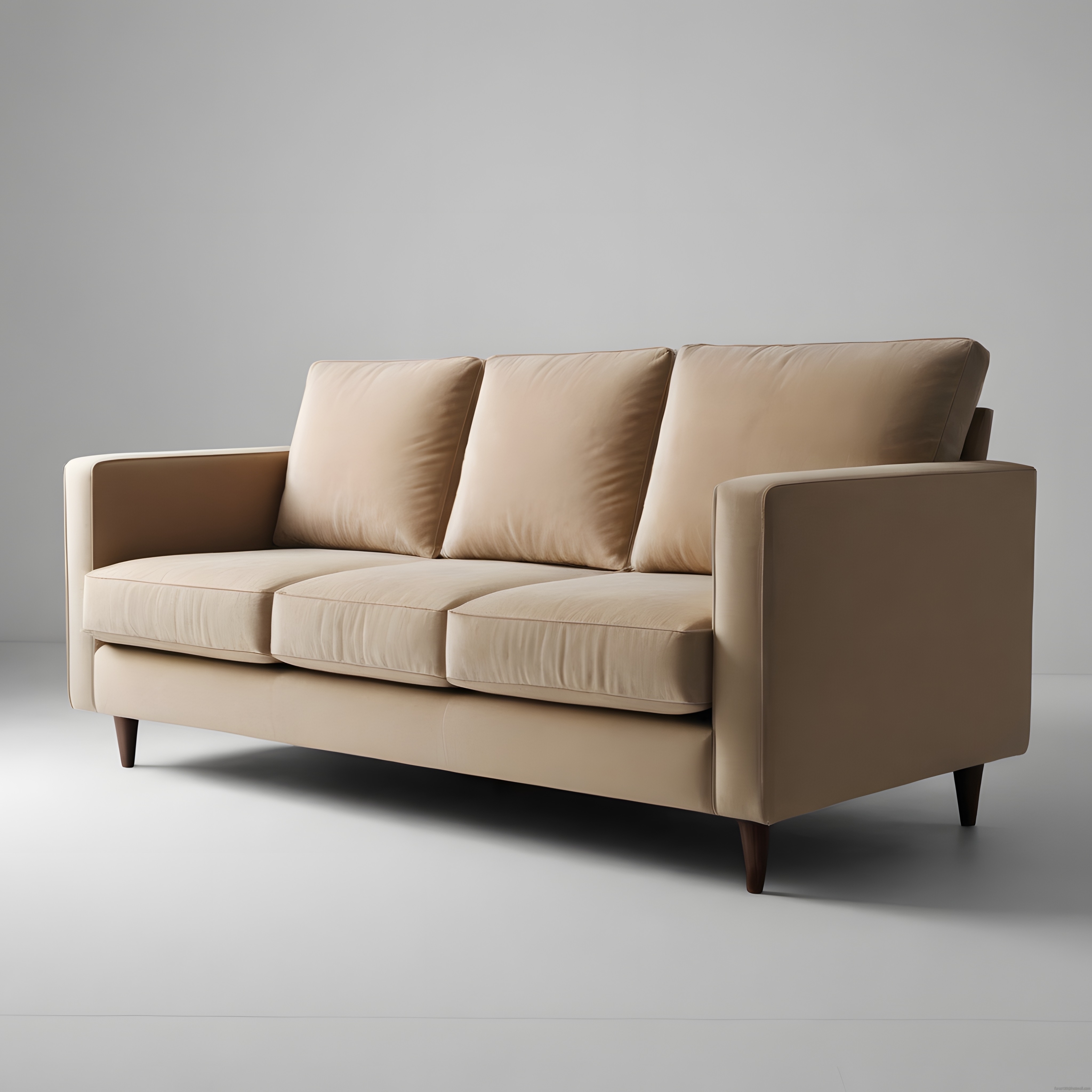 Sade ve Şık Modern Bej Üçlü Koltuk ile Minimalist Ev Dekorasyonu