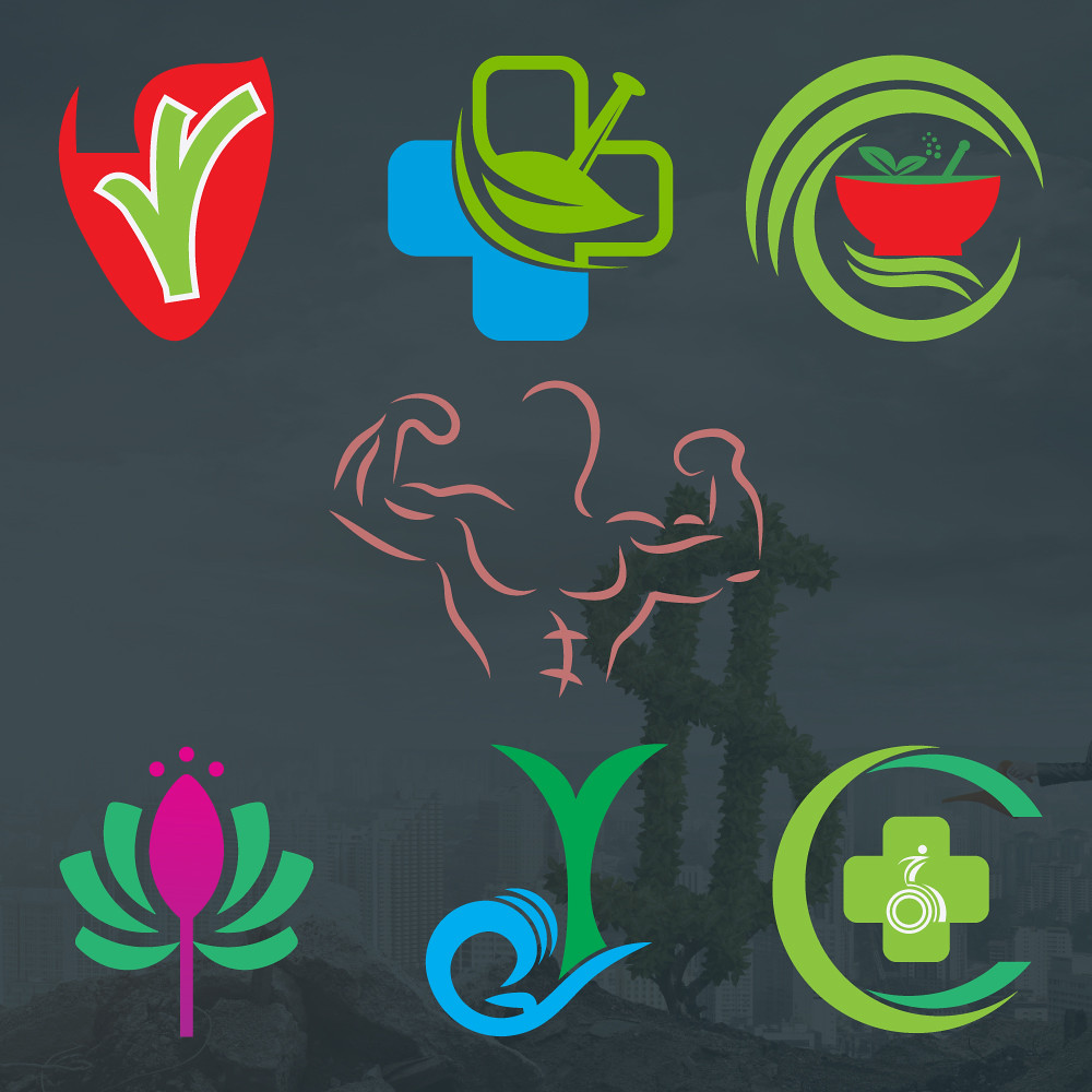 Sağlık ve Doğal Yaşam İkonları: Fitness, Yoga ve Bitkisel Tedavi Logoları