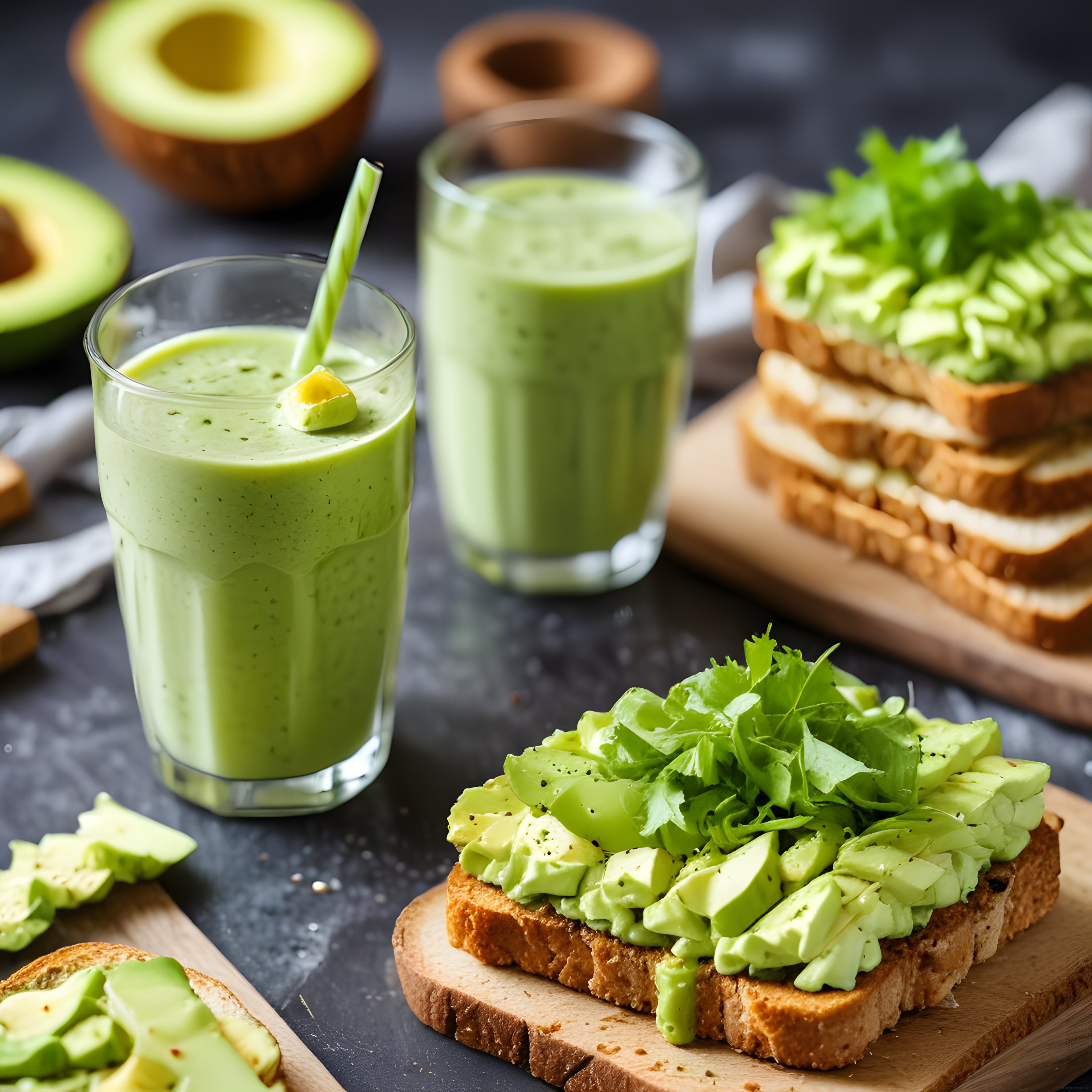 Sağlıklı Avokado Kahvaltısı: Yeşil Smoothie ve Taze Avokado Ekmek Üstü