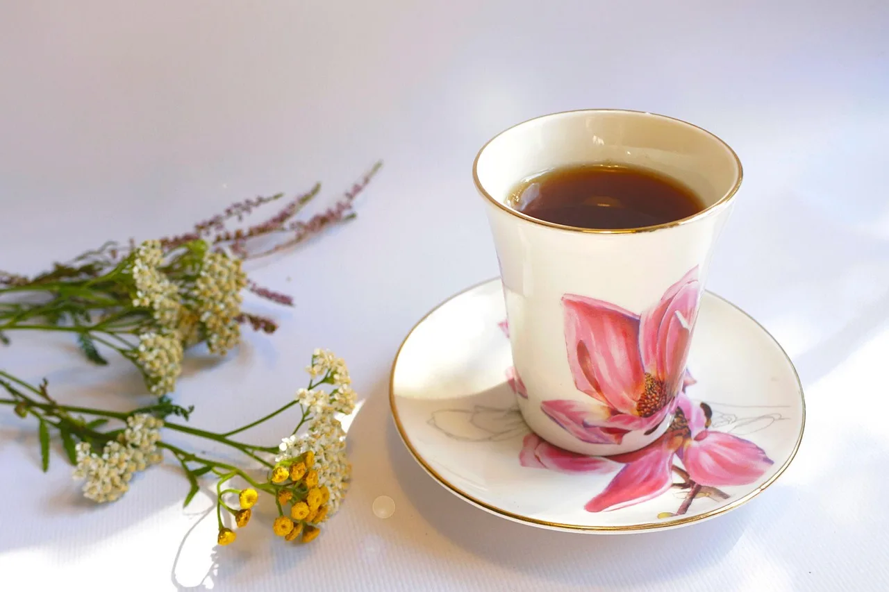 Sağlıklı bitkisel çay fincanı - sabah kahvaltısı