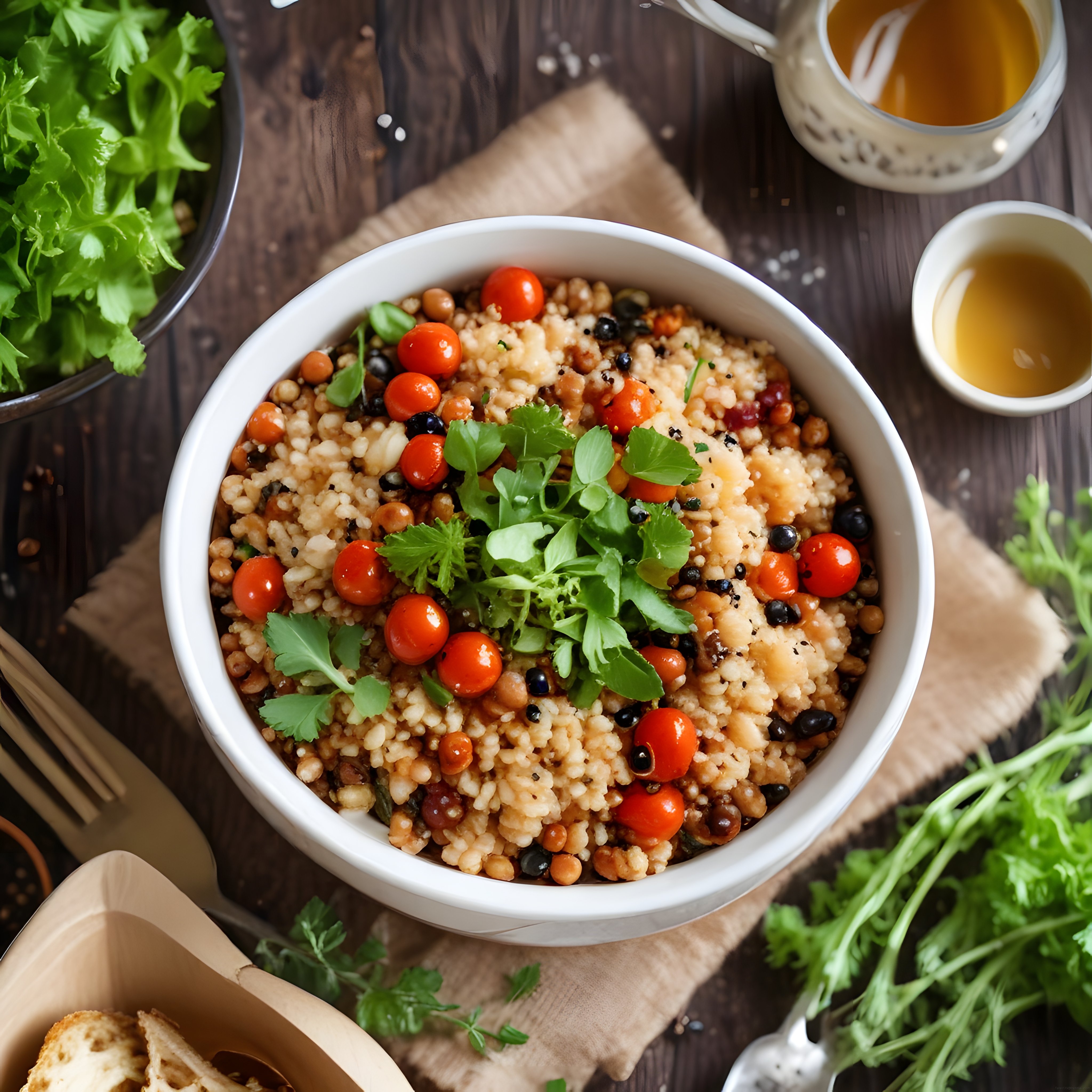 Sağlıklı Bulgur Salatası: Nohut, Domates ve Taze Otlar ile Besleyici Kase