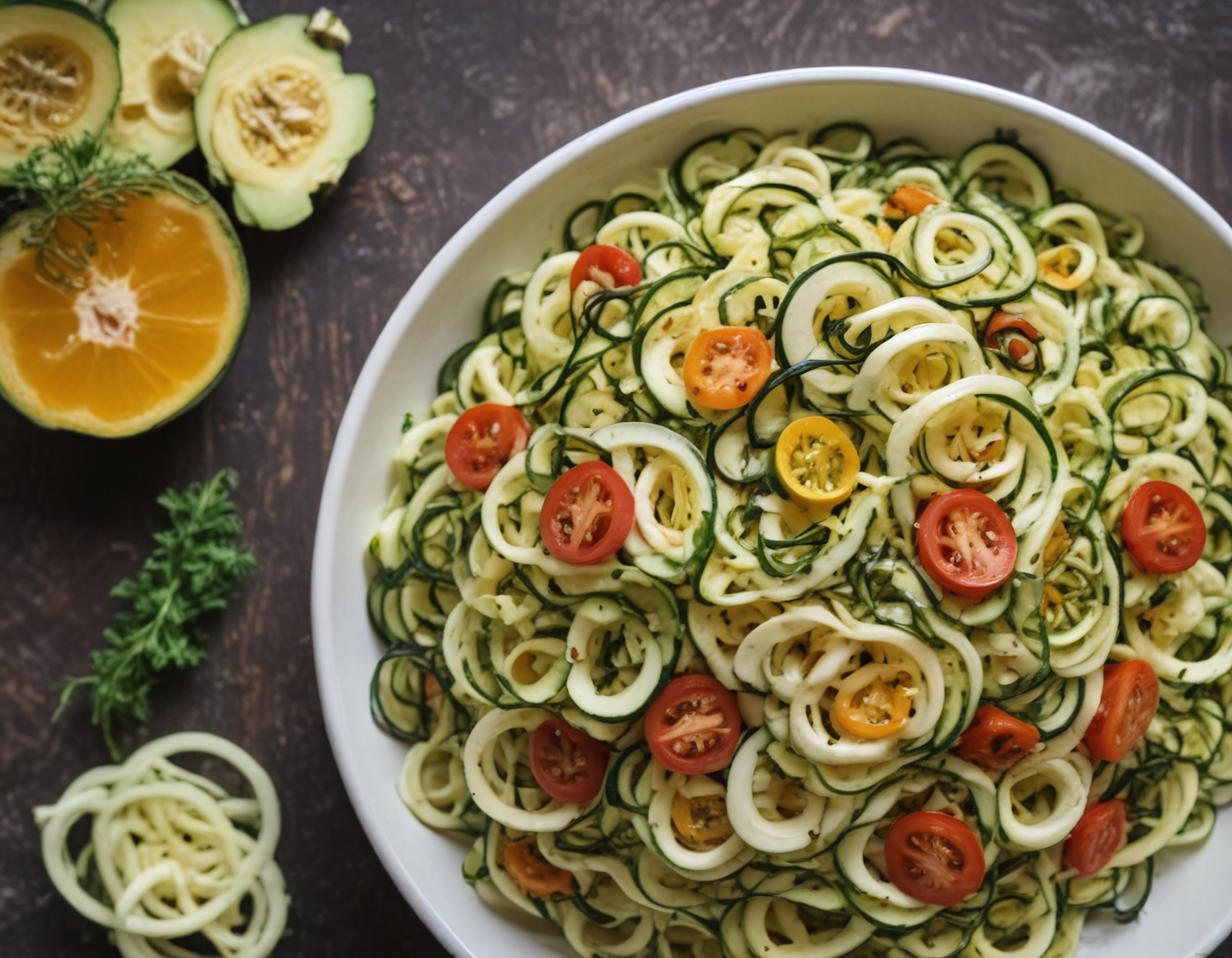 Sağlıklı Kabak Spagetti Salatası: Taze Domates ve Avokadolu Hafif Tarif