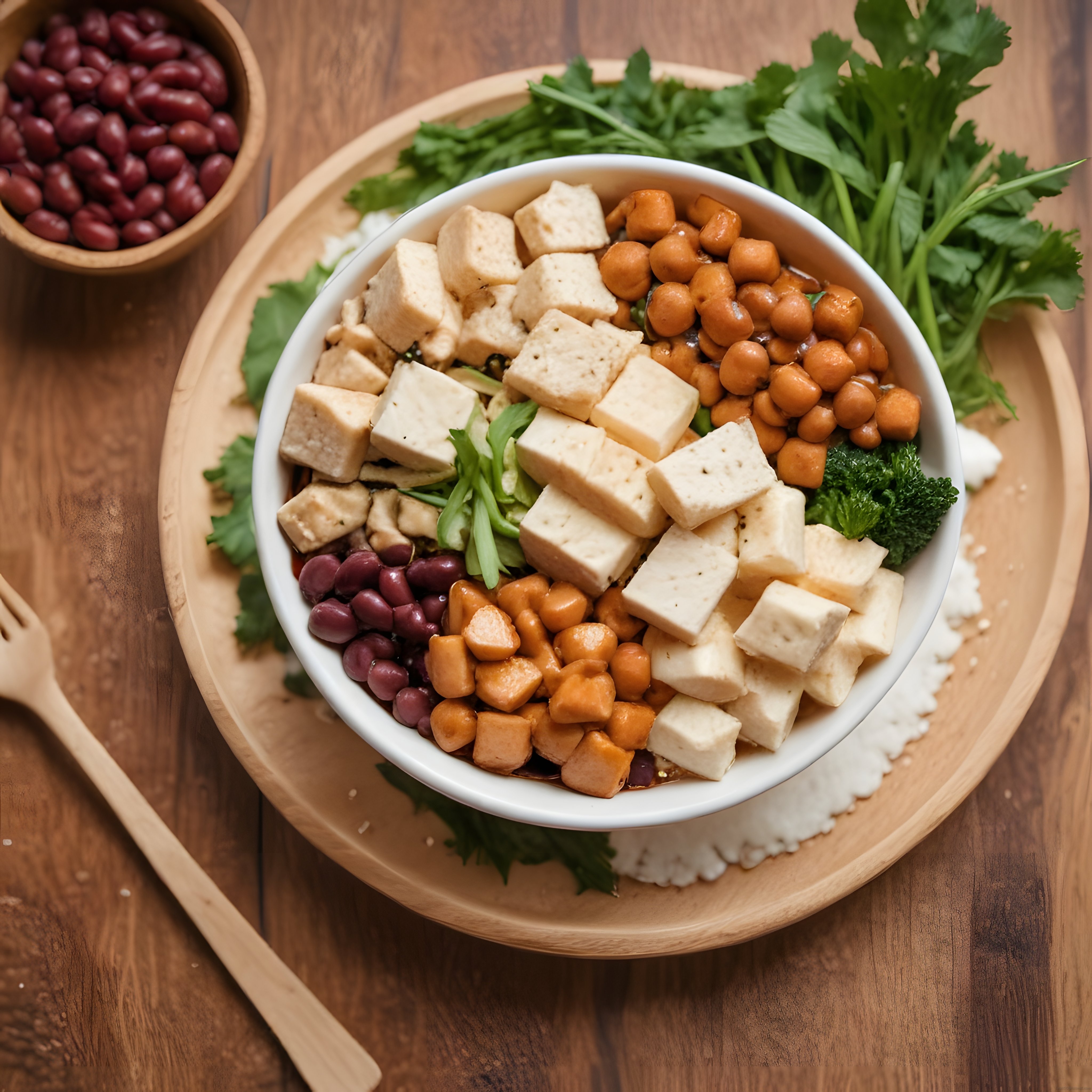 Sağlıklı Vegan Buddha Bowl: Tofu, Nohut ve Fasulyeli Protein Kasesi