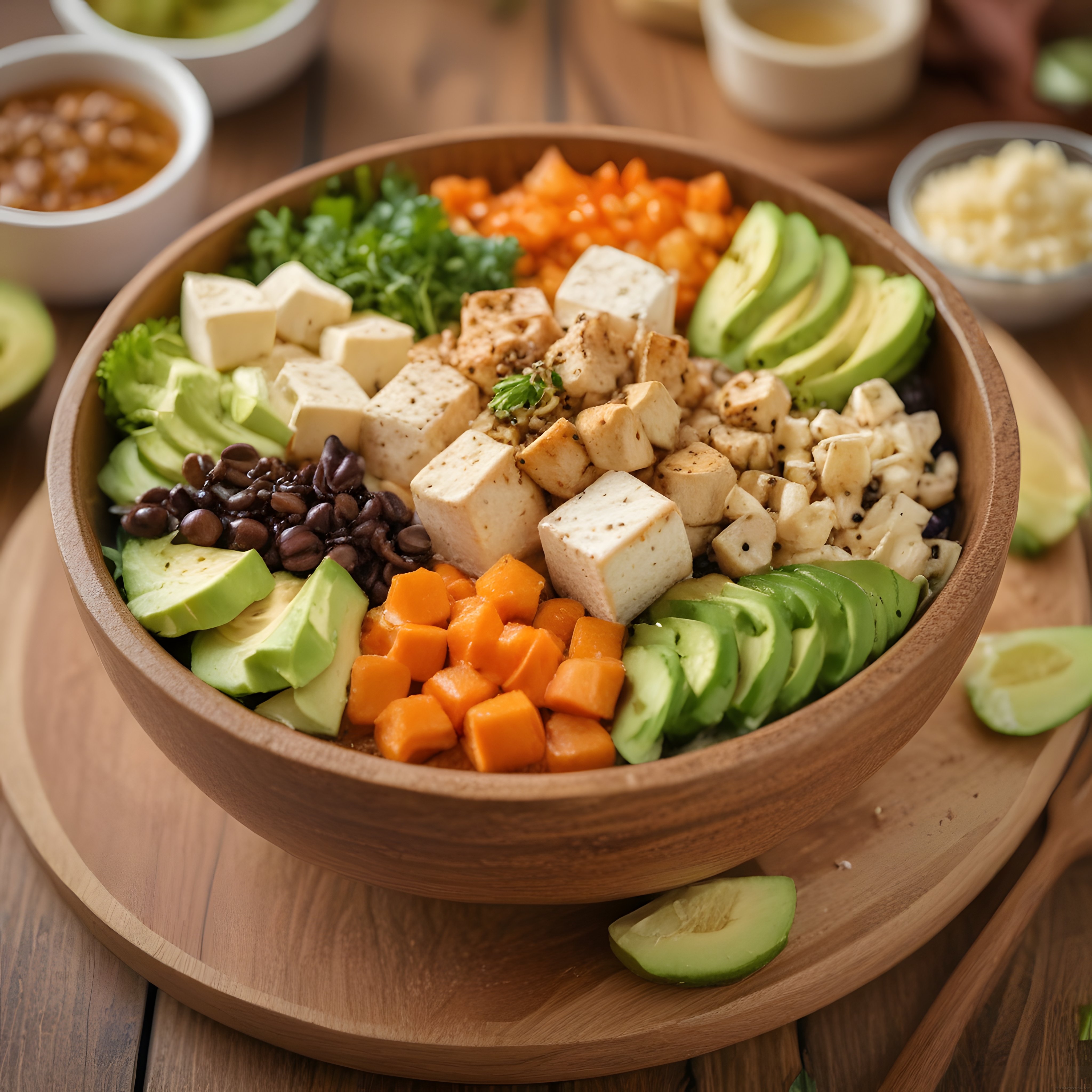 Sağlıklı Vegan Protein Kasesi: Tofu, Avokado ve Baharatlı Sebzeler