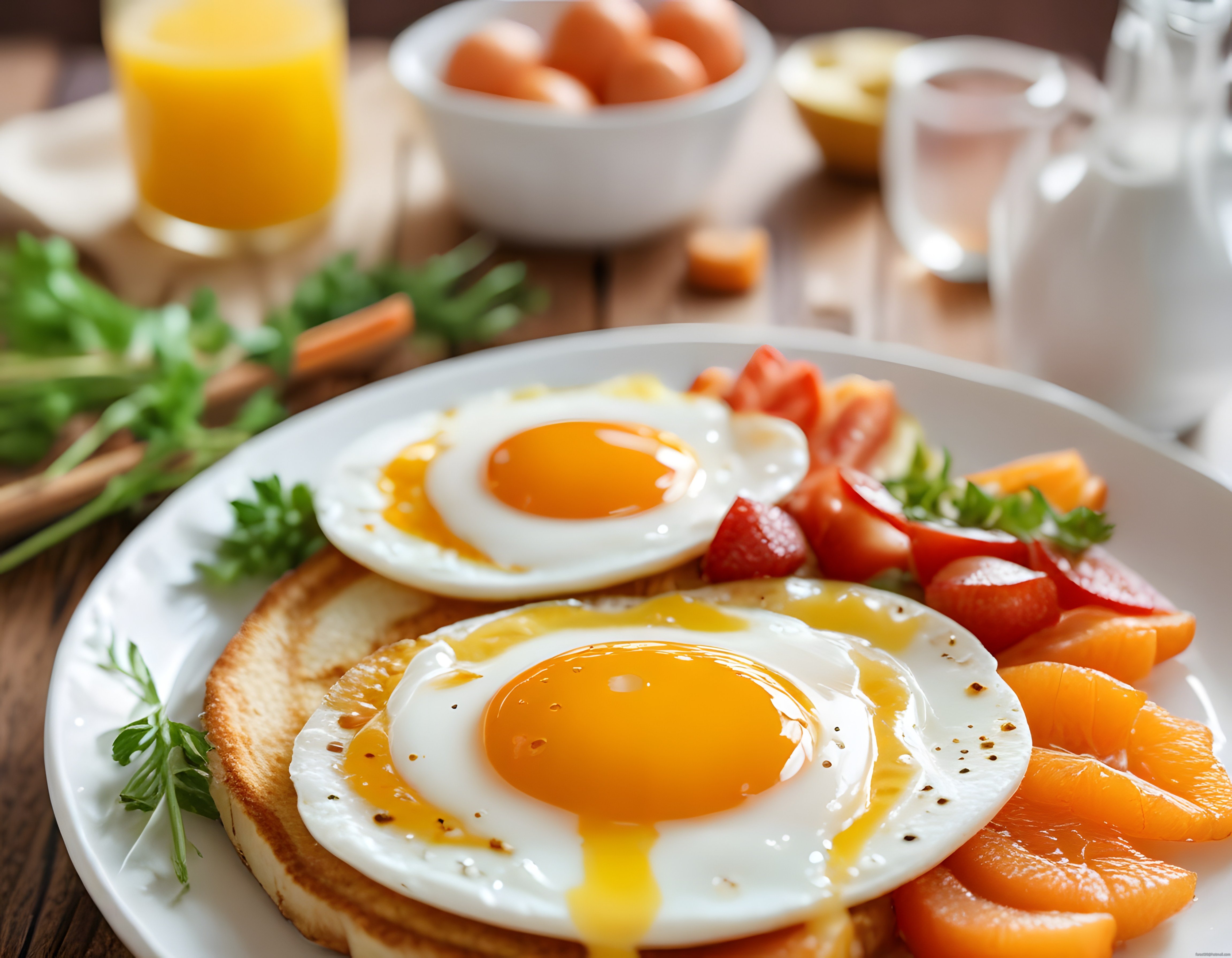Sahanda Yumurta ve Tost Eşliğinde Lezzetli Bir Kahvaltı Tabağı Sunumu