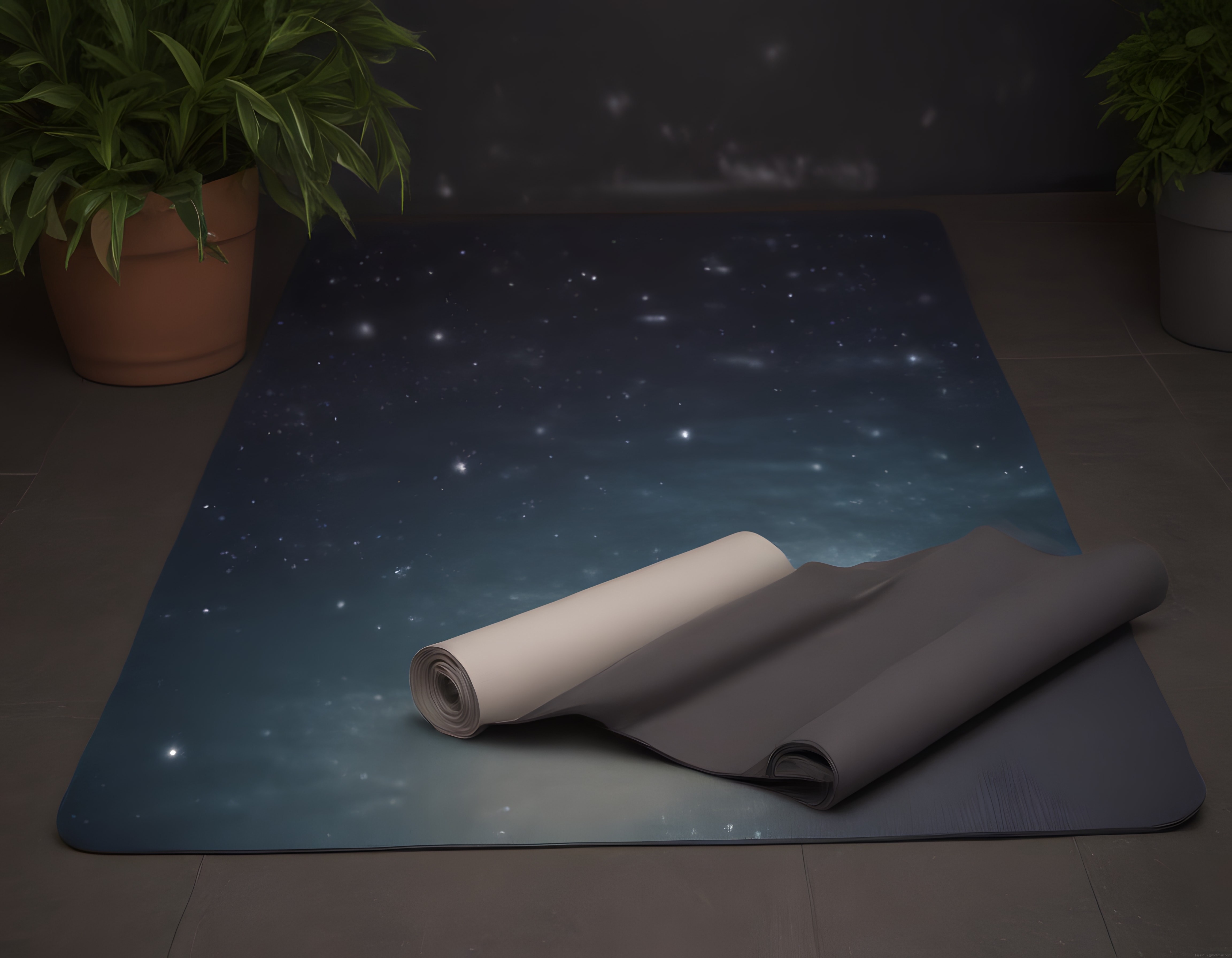 Sakin Atmosferde Yıldız Baskılı Yoga Matı ve Rulo Egzersiz Matı Görselleri