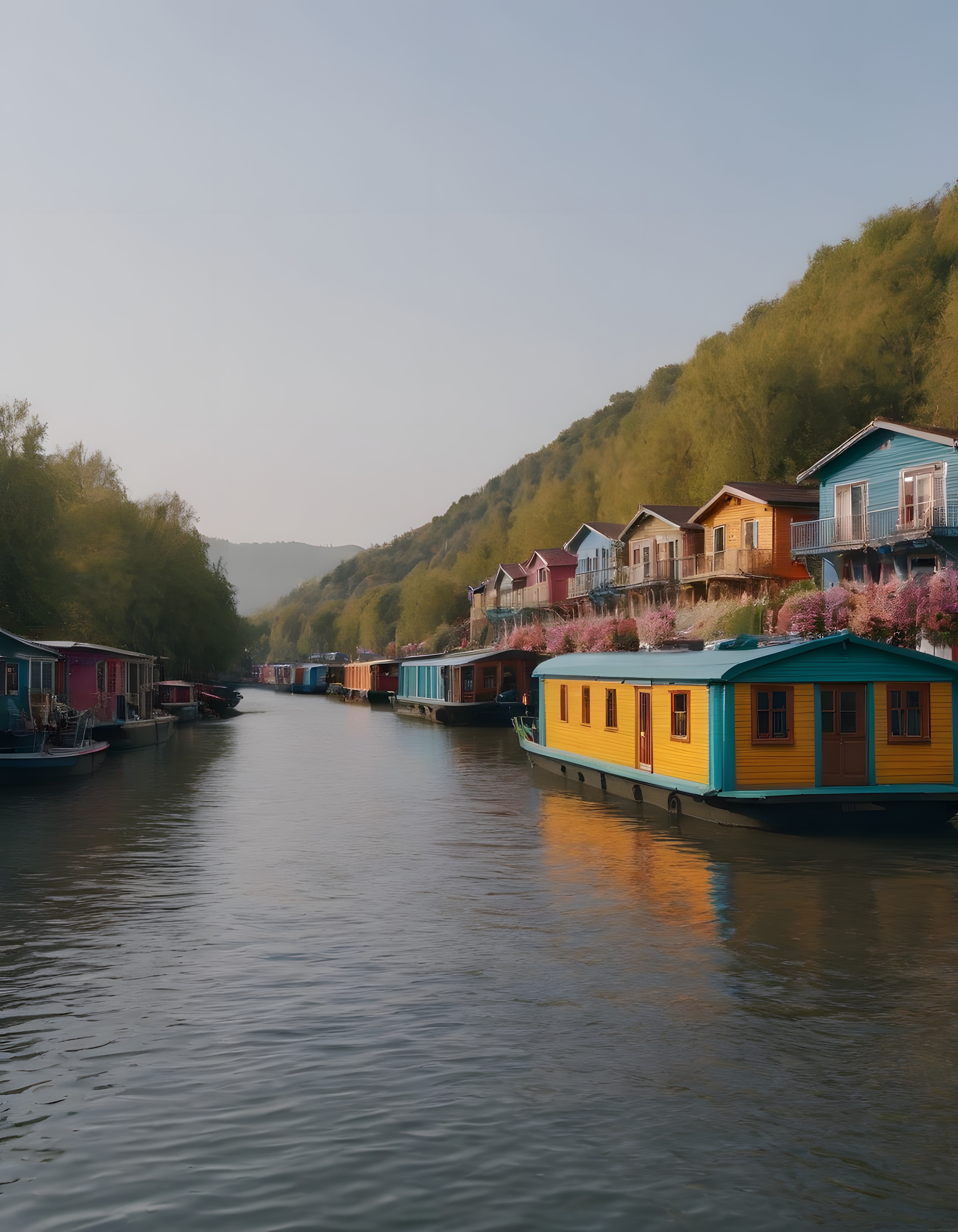 Sakin Nehirde Renkli Yüzen Evler ve Yeşil Vadilerde Huzurlu Bir Tatil Köyü