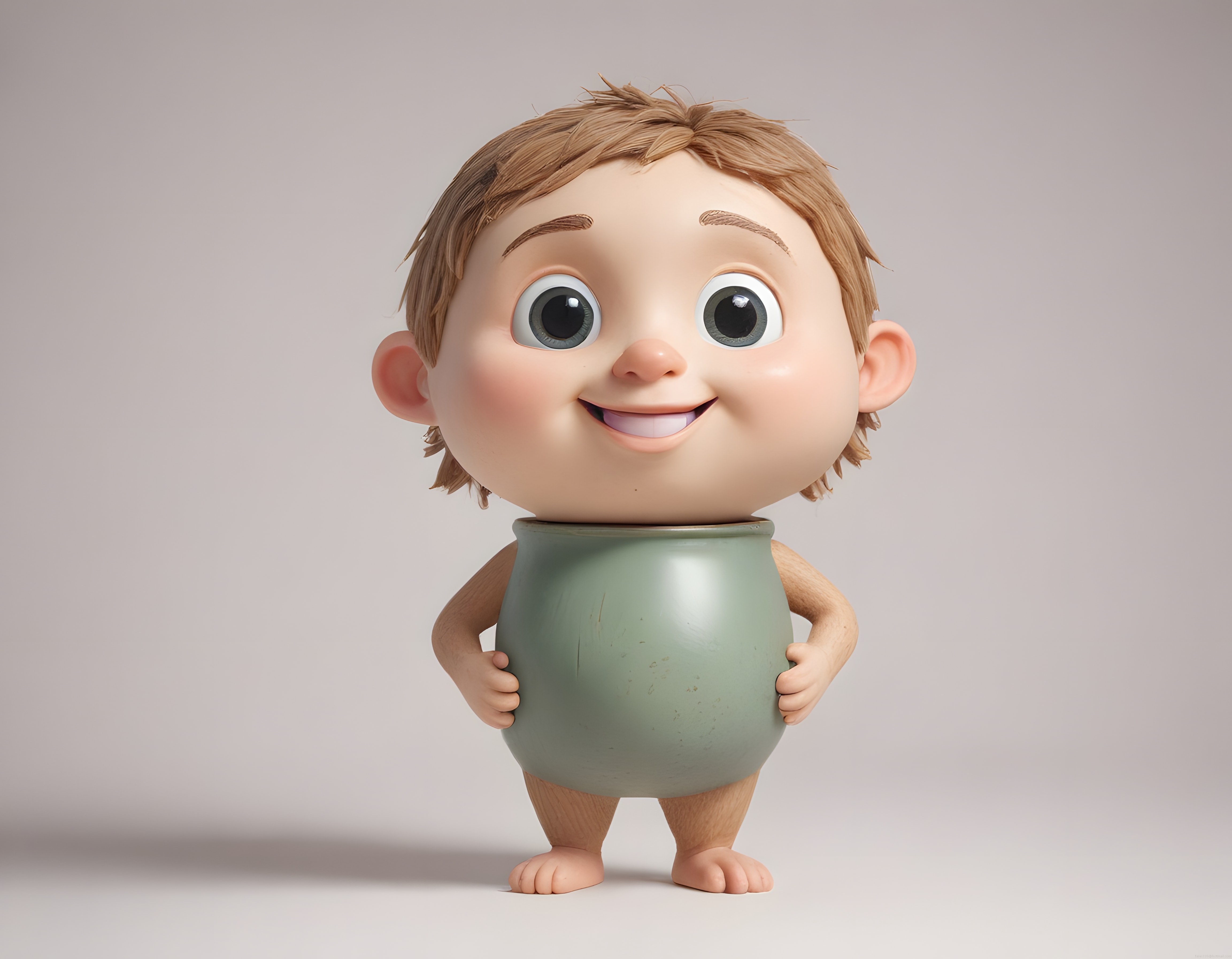 Saksı Vücutlu Sevimli 3D Bebek Karakteri: Yaratıcı Animasyon Tasarımı