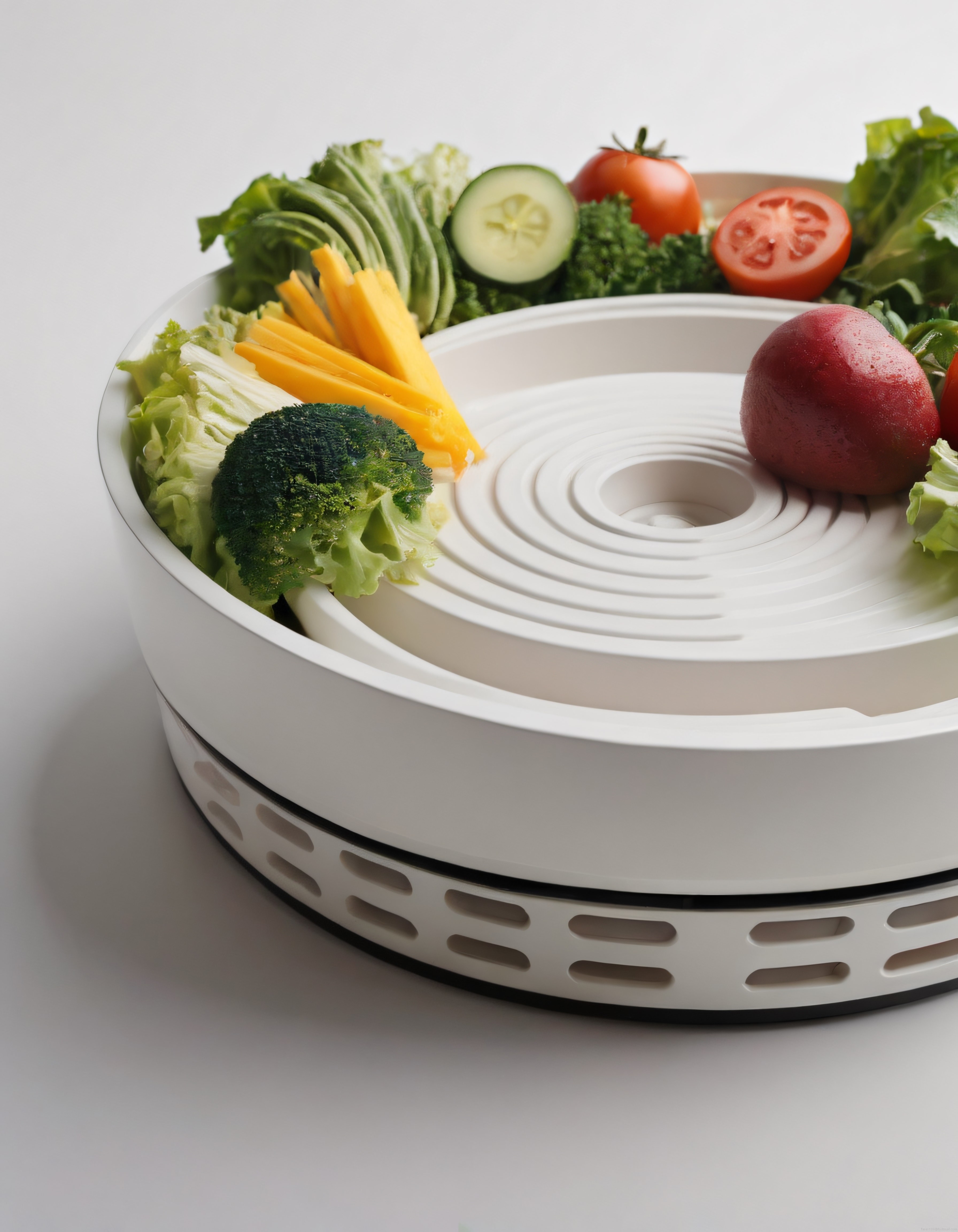 Salata Kurutucusu İçinde Renkli Taze Sebzeler ve Doğal Ürünler