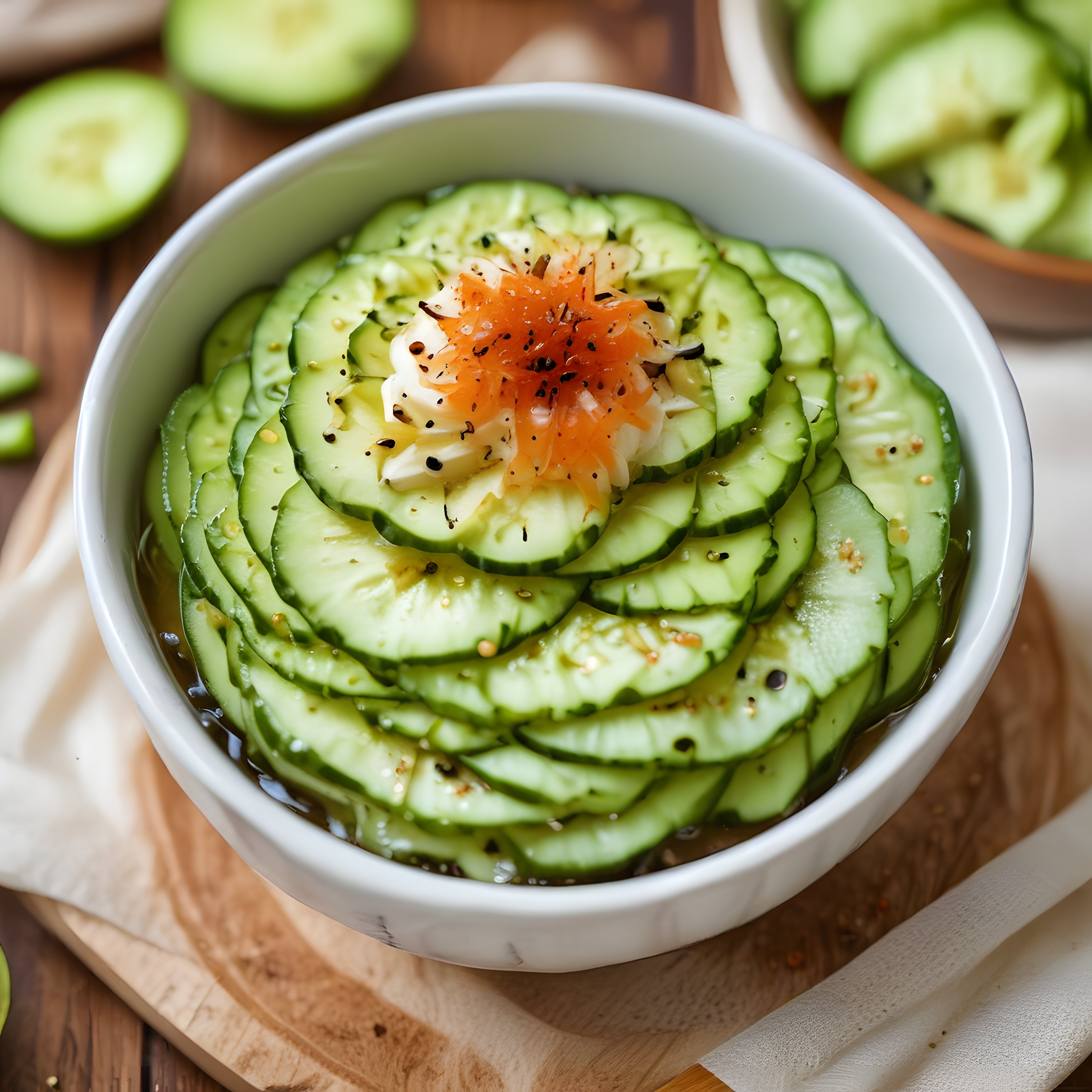 Salatalık Dilimleriyle Hazırlanan Taze ve Sağlıklı Asya Usulü Salata Tarifi
