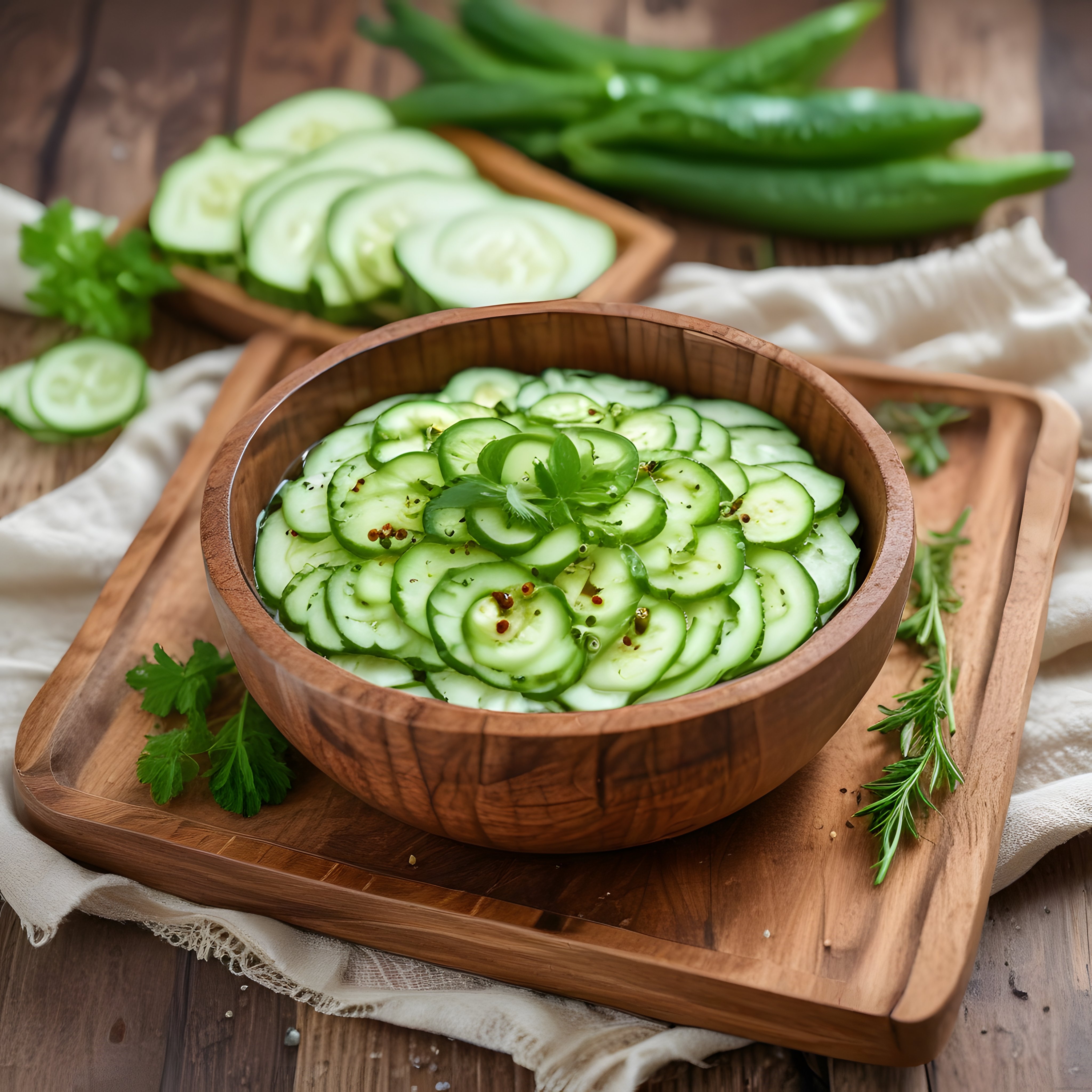 Salatalık Dilimli Serinletici Yaz Salatası Tarifi ve Ahşap Sunum Önerisi