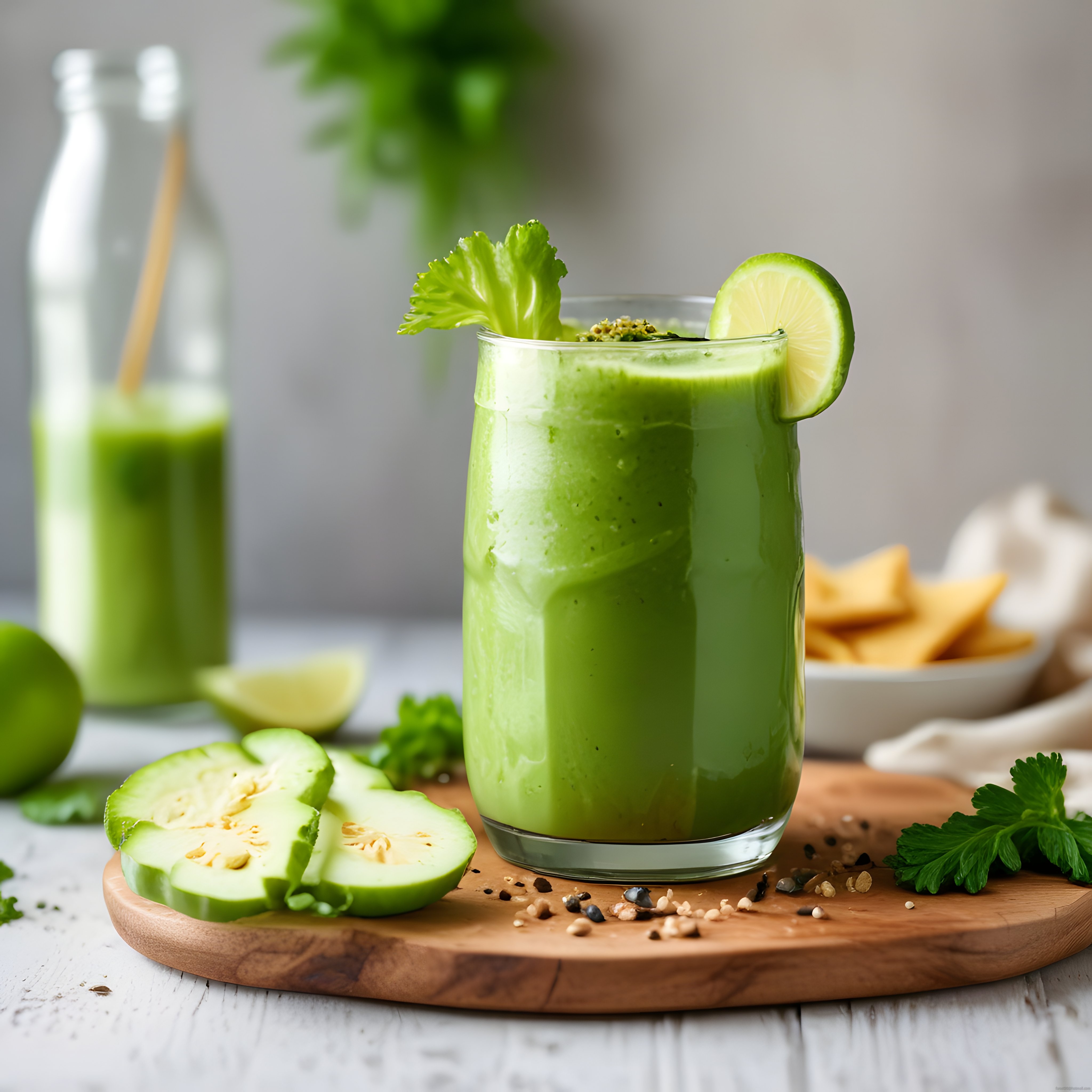 Salatalık ve Limonlu Ferahlatıcı Yeşil Detoks Smoothie Tarifi Sunumu