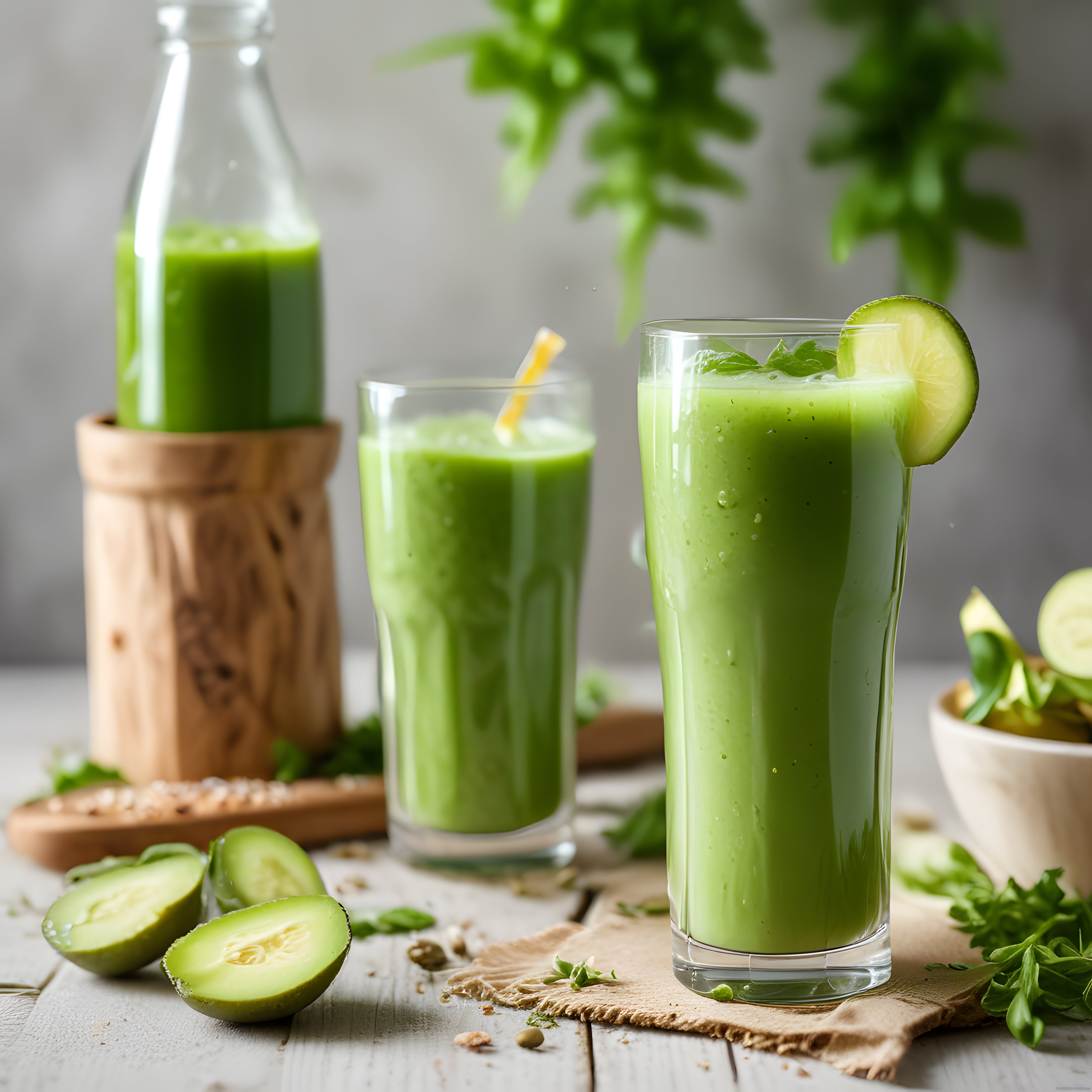 Salatalıklı Yeşil Detoks Smoothie Tarifi ve Sağlıklı İçecek Sunumu