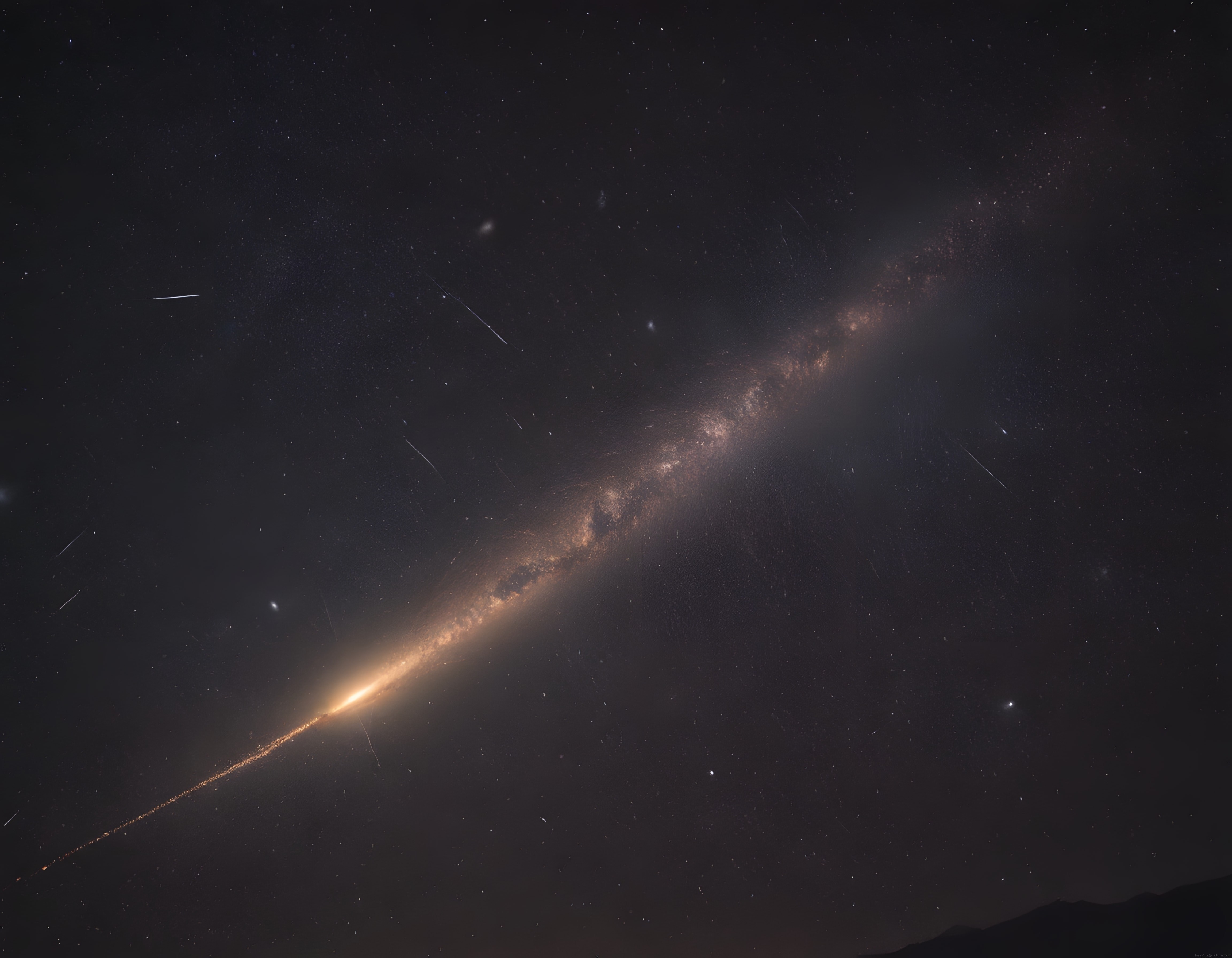 Samanyolu Galaksisi ve Meteor Yağmuru Altında Büyüleyici Gece Gökyüzü Manzarası