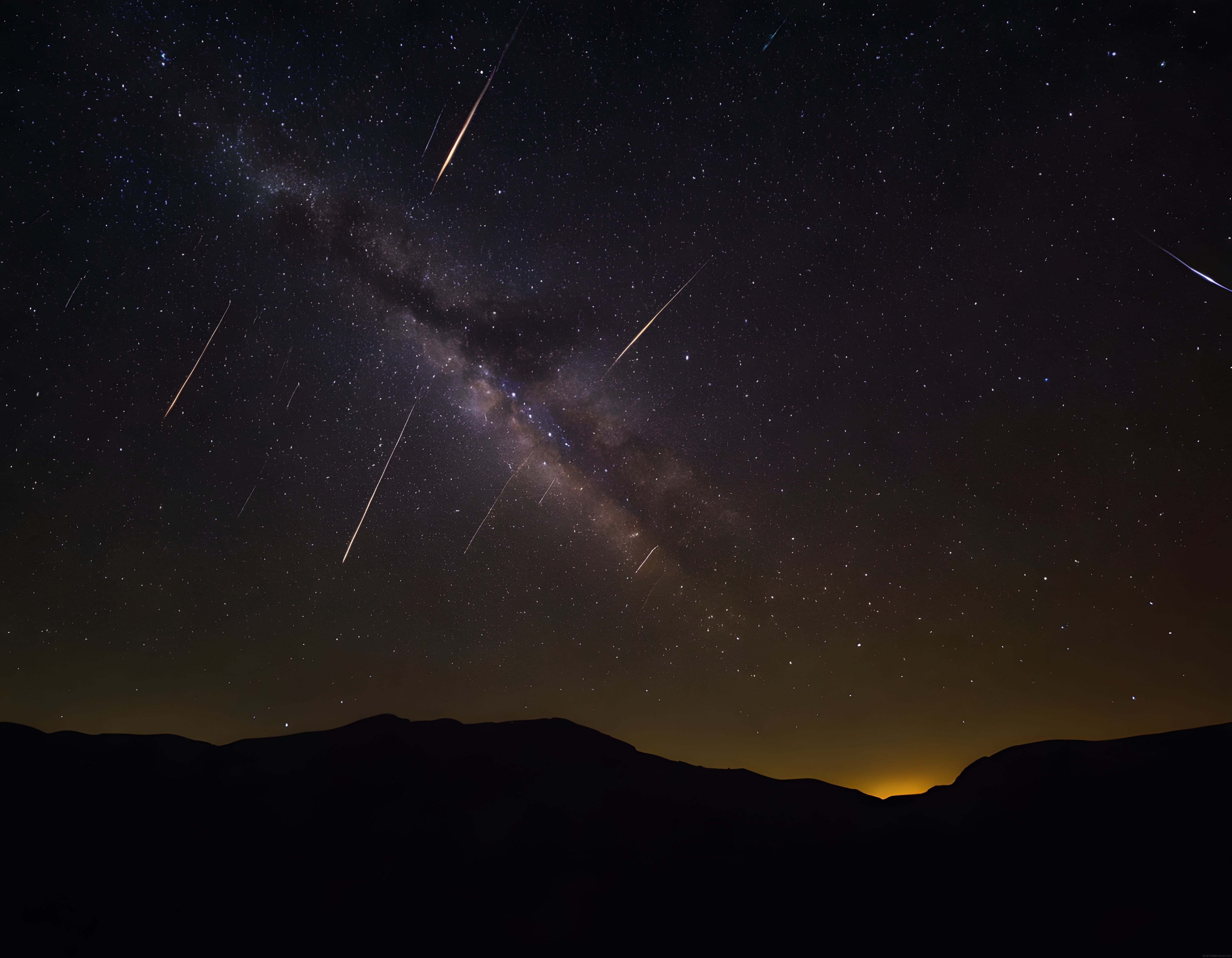 Samanyolu Galaksisi ve Meteor Yağmuru ile Büyüleyici Gece Gökyüzü Manzarası