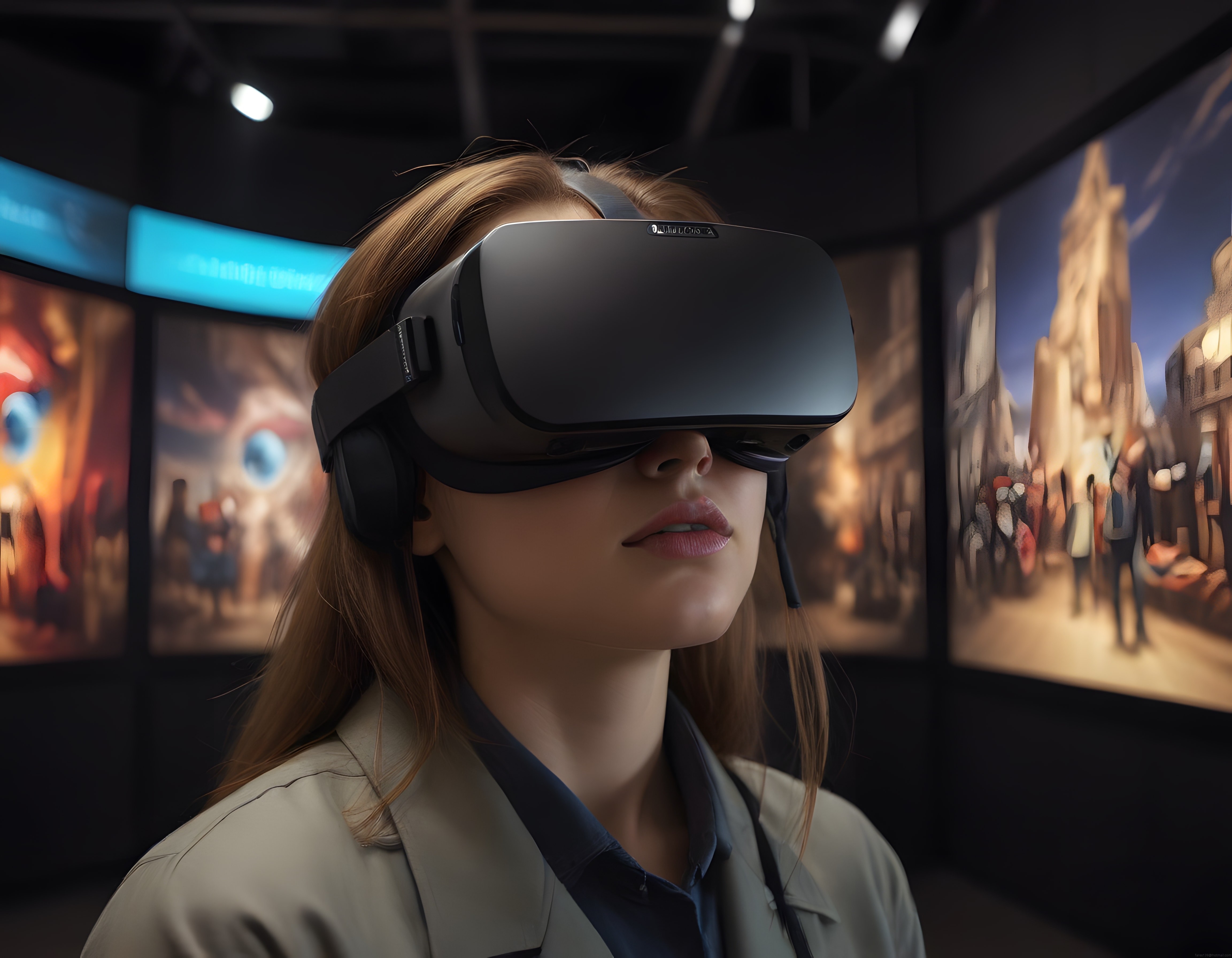 Sanal Gerçeklik ile Dijital Sanat Deneyimi: VR Gözlüklü Kadın Sergi Alanında