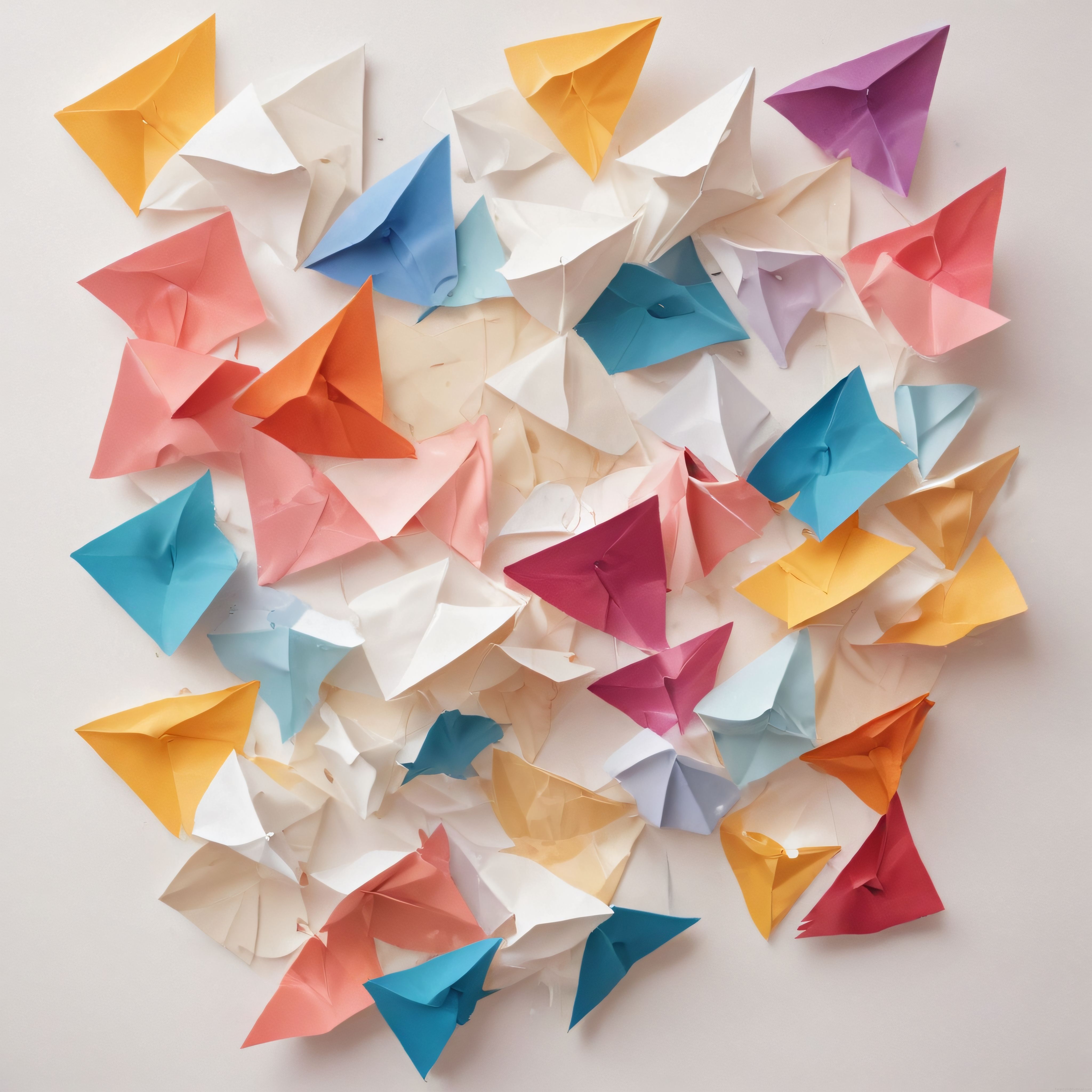 Sanatsal Bir Aranjman: Soft Tonlarda Duvar Dekoru Olarak Renkli Origami Kağıtları