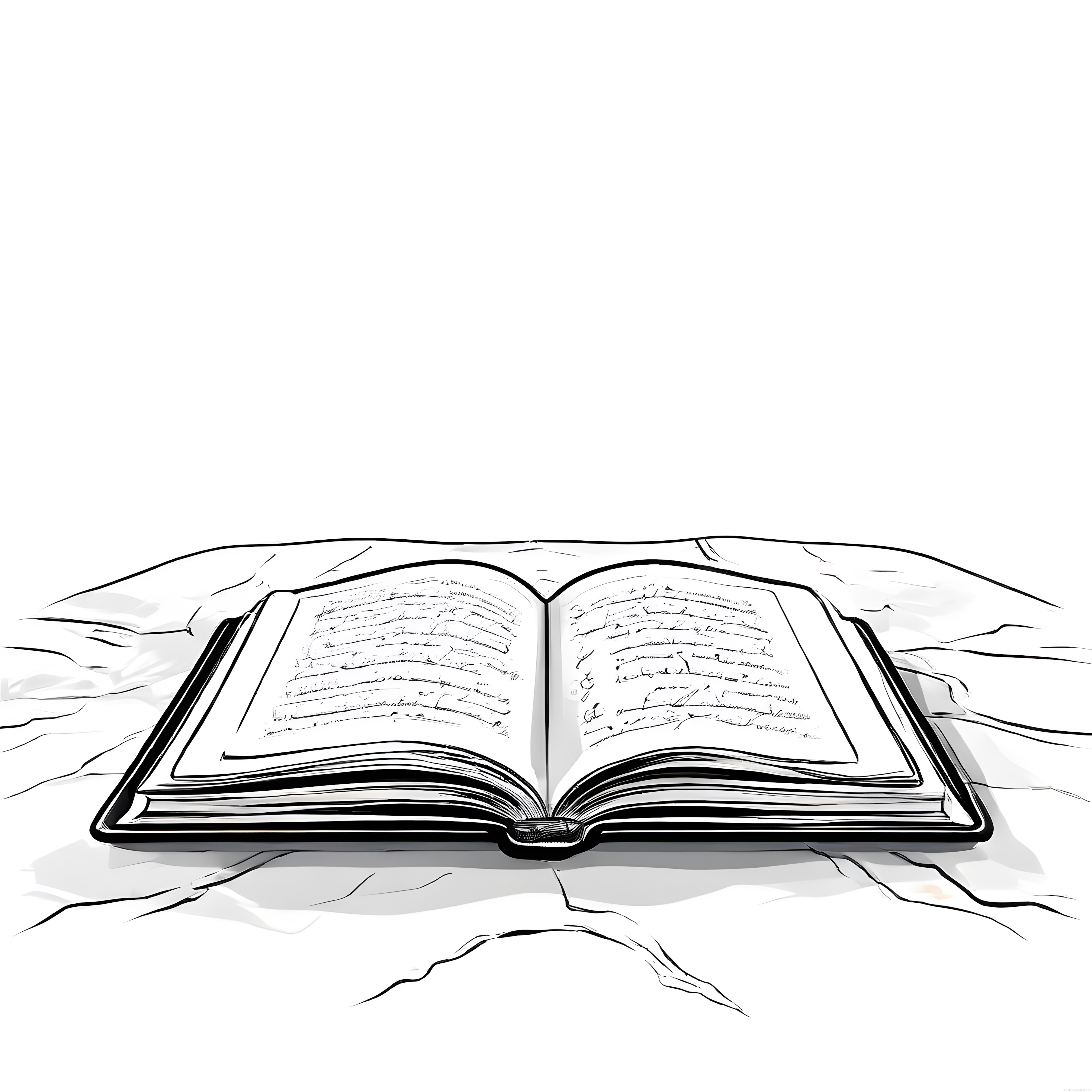 Sanatsal çizimde yapraklar arasında açık bir kitap ve edebiyat atmosferi