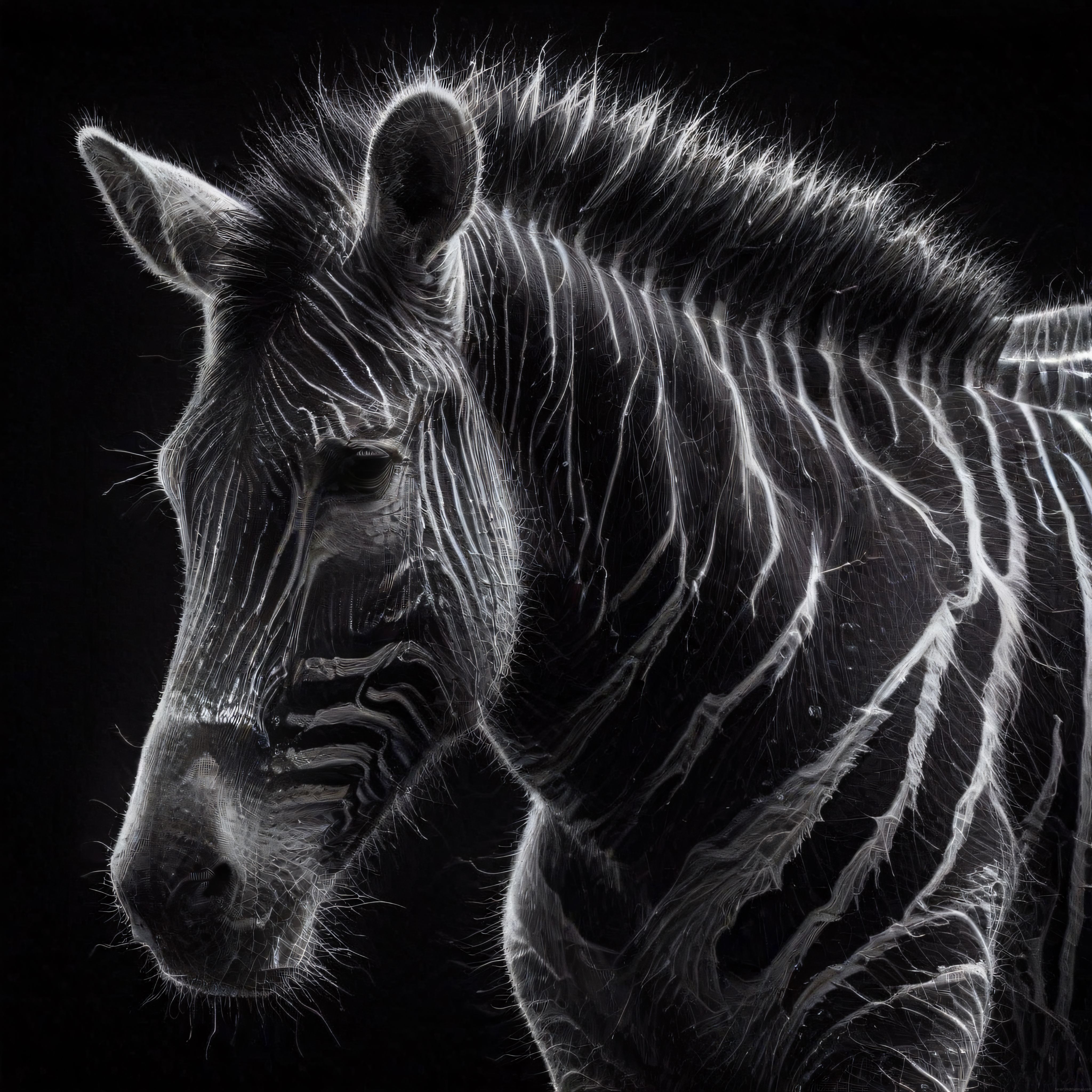 Sanatsal Zebra Portresi: Siyah Beyaz Kontrastta Vahşi Yaşam Güzelliği