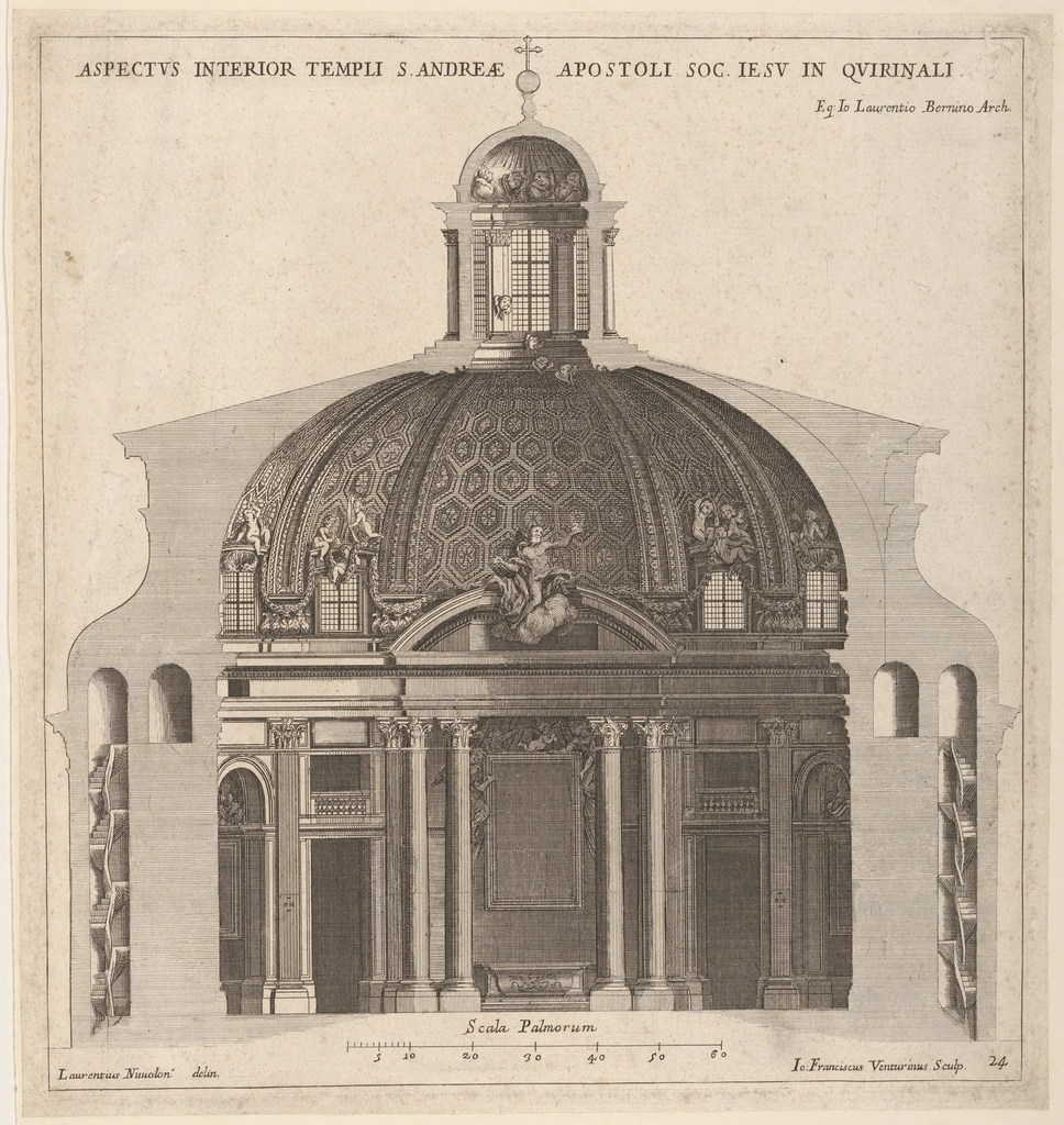 Sant'Andrea al Quirinale Kilisesi İç Mekan Kubbe Gravürü ve Detayları