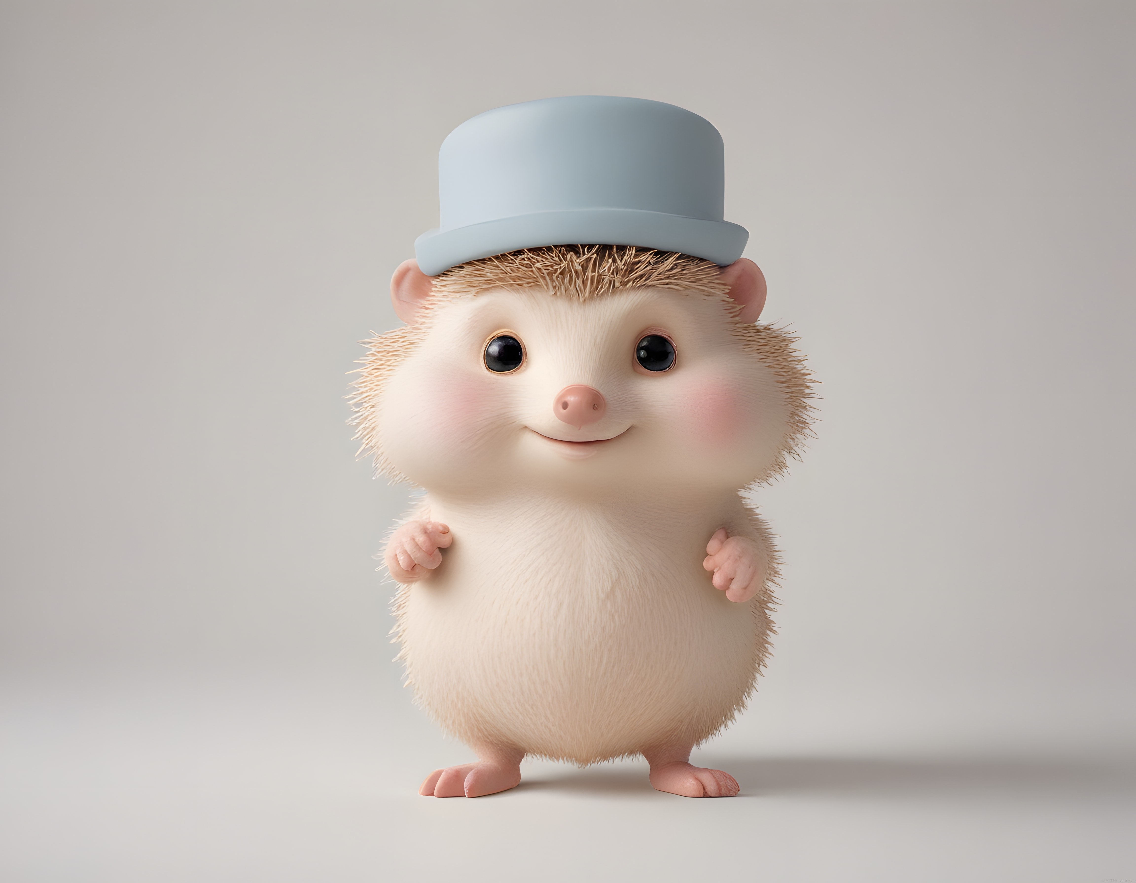 Şapkalı Sevimli Kirpi: Pastel Tonlarda 3D Animasyon Karakter Tasarımı