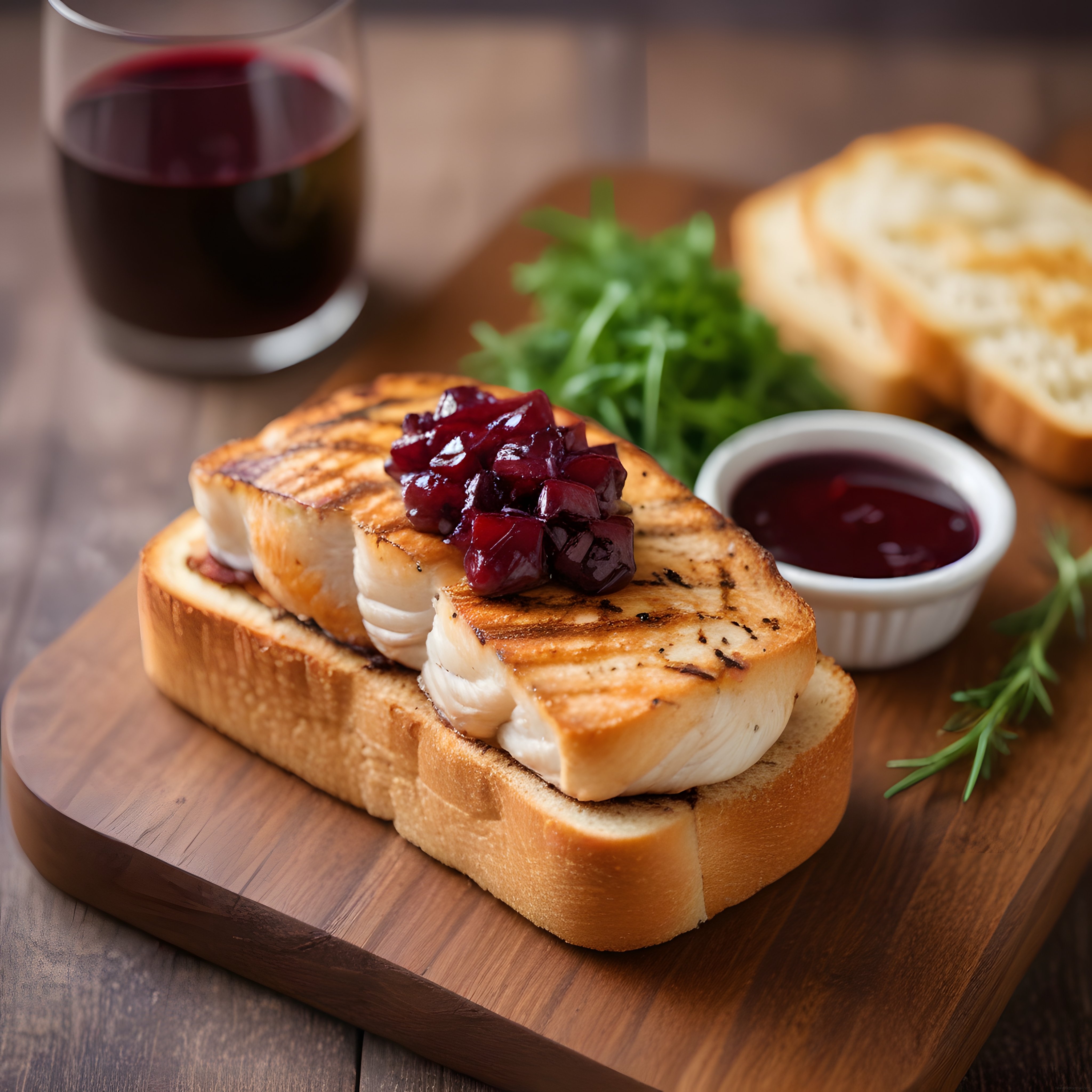 Şarap Eşliğinde Izgara Peynirli Tost ve Böğürtlen Sosuyla Gurme Sunum
