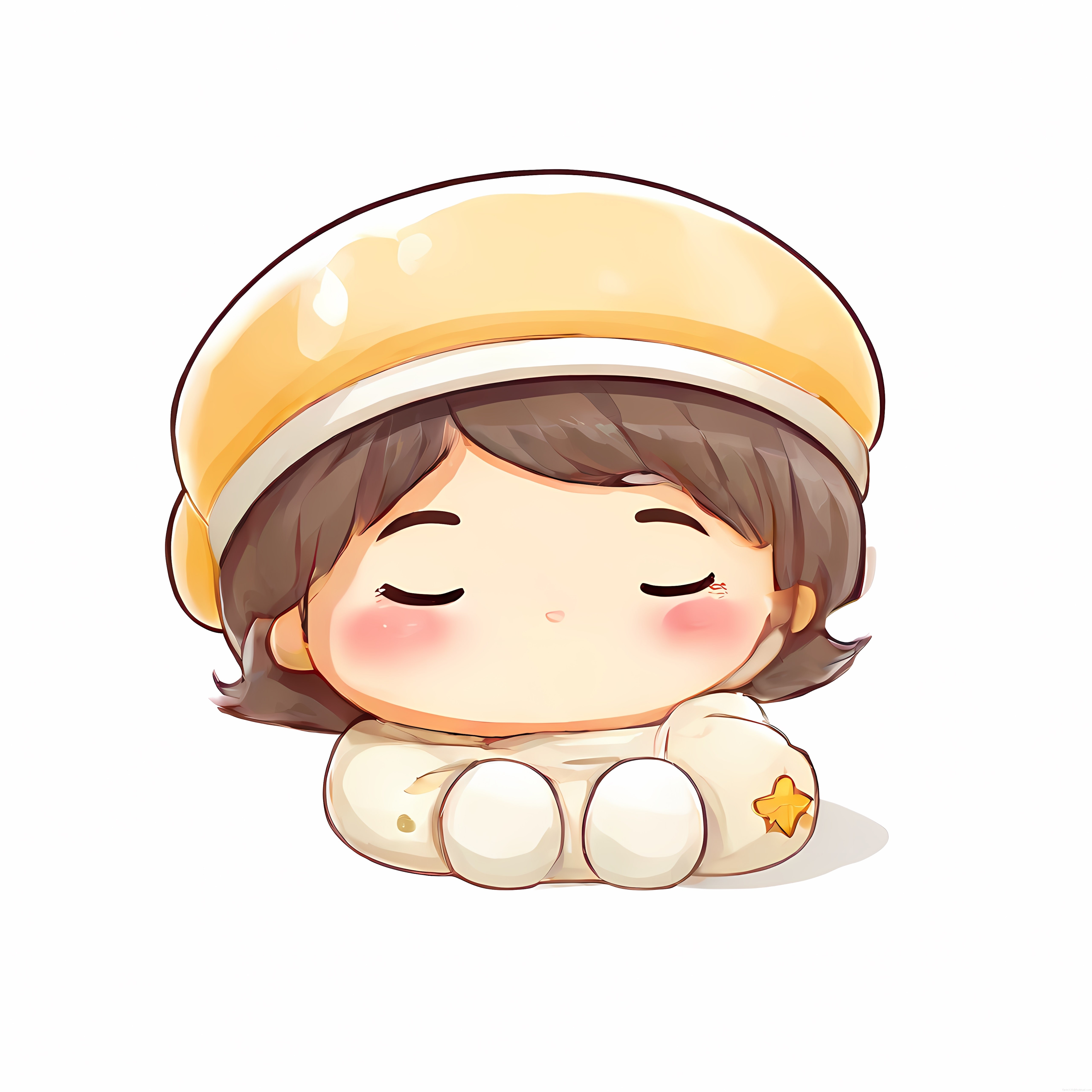 Sarı Bere ve Yıldız Detaylı Kazak Giyen Sevimli Chibi Karakter İllüstrasyonu