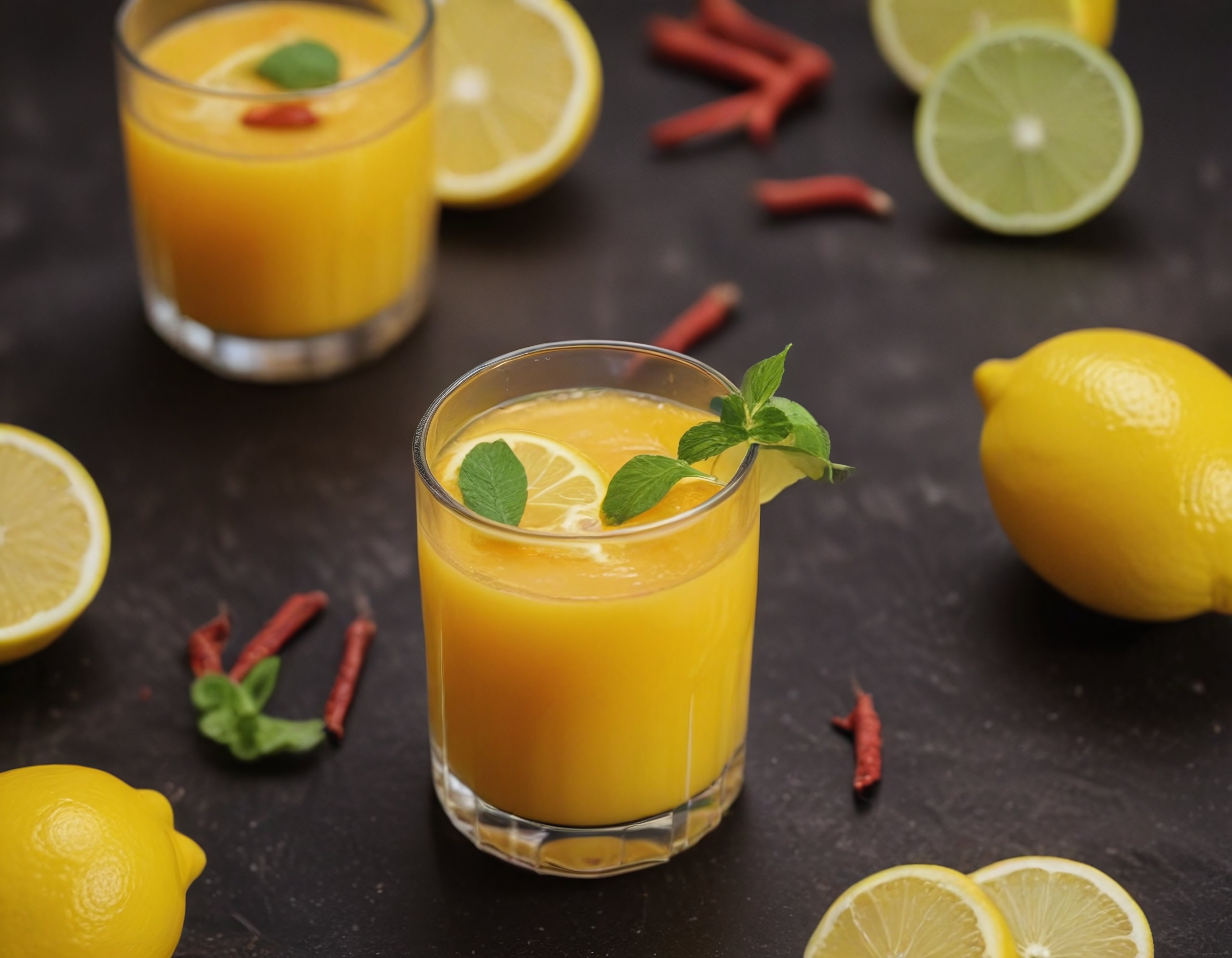 Sarı Limonata Tarifi: Nane ve Limon Dilimleriyle Dekore Edilmiş Serin İçecek