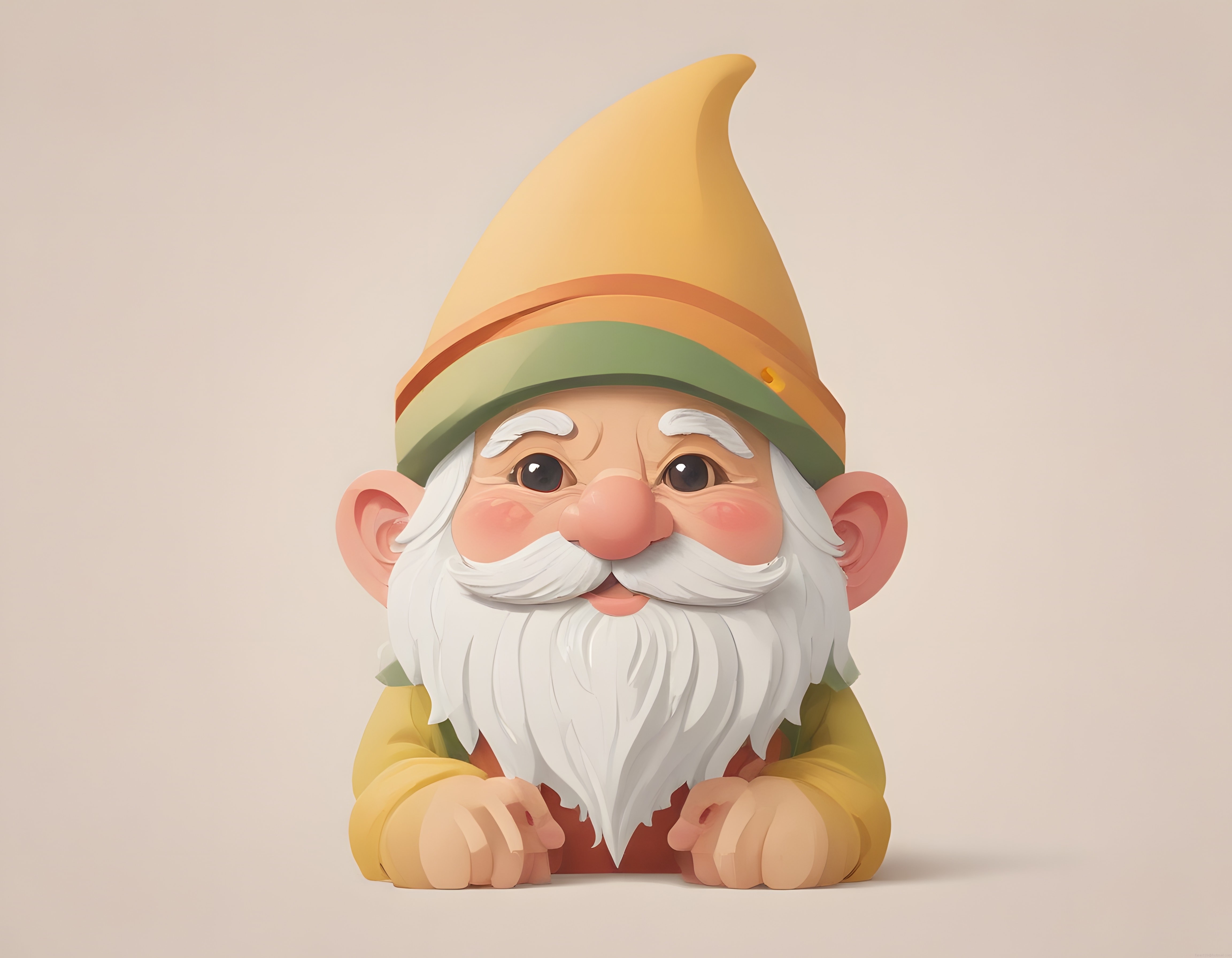 Sarı Şapkalı Sevimli 3D Bahçe Cücesi Karakter Tasarımı