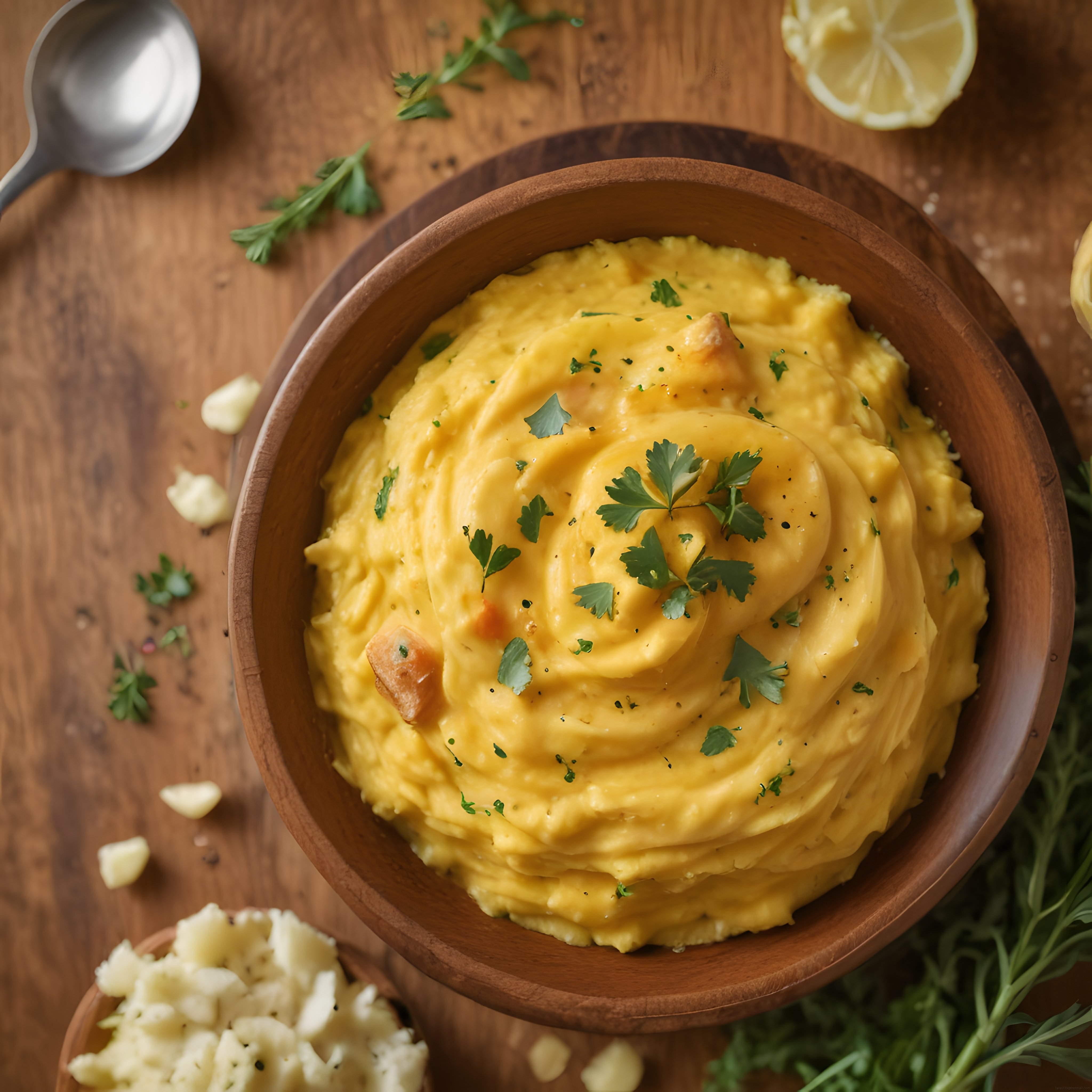 Sarımsaklı Kremamsı Meze ve Patates Püresi Tarifi: Rustik Ahşap Sunum