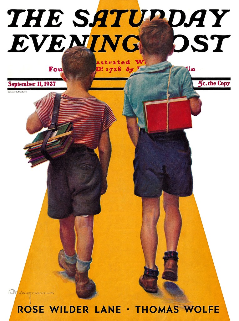 Saturday Evening Post 1937 kapağında okula dönen çocukların nostaljik hikayesi