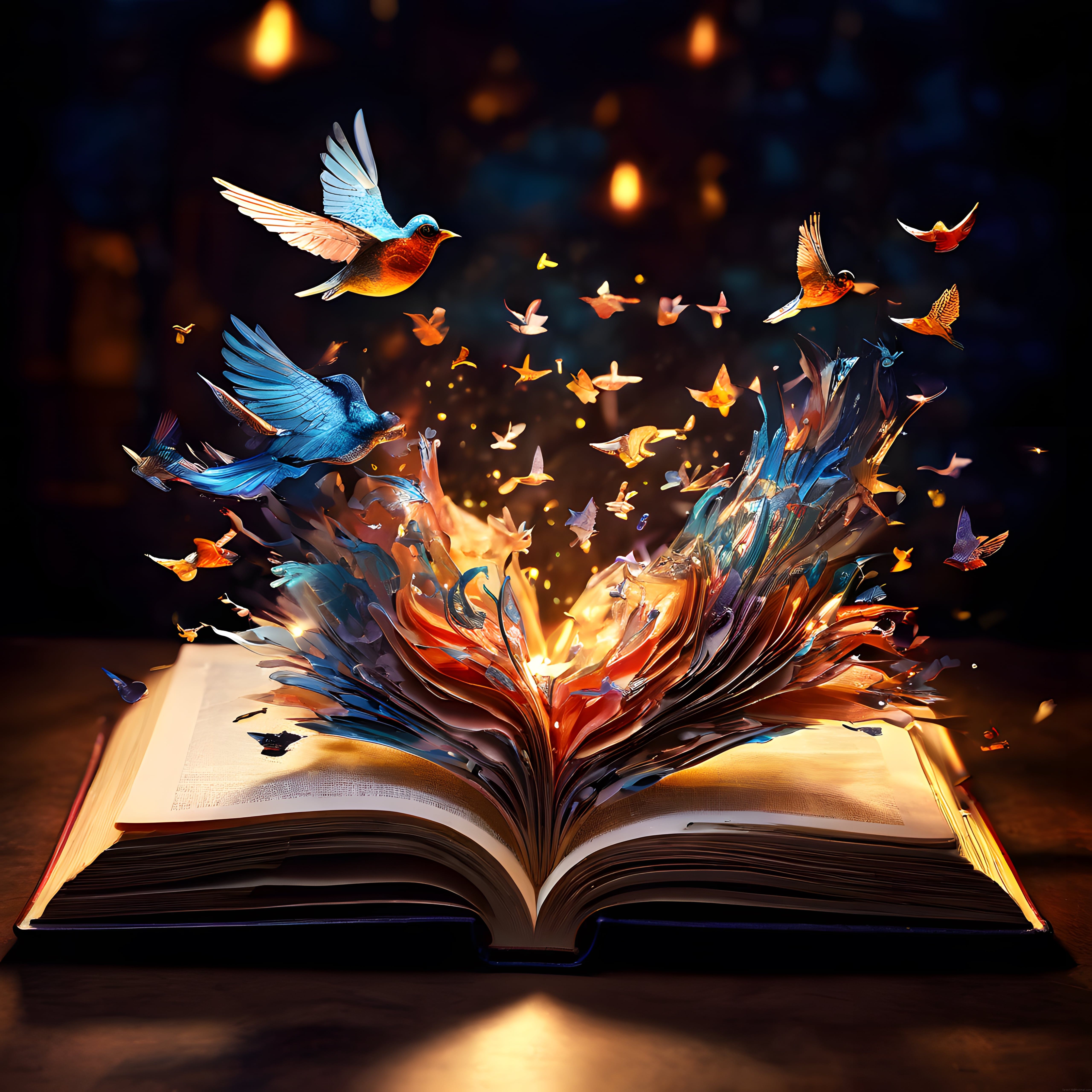 Sayfalarından Renkli Kuşlar ve Işıltılar Fışkıran Sihirli Kitap