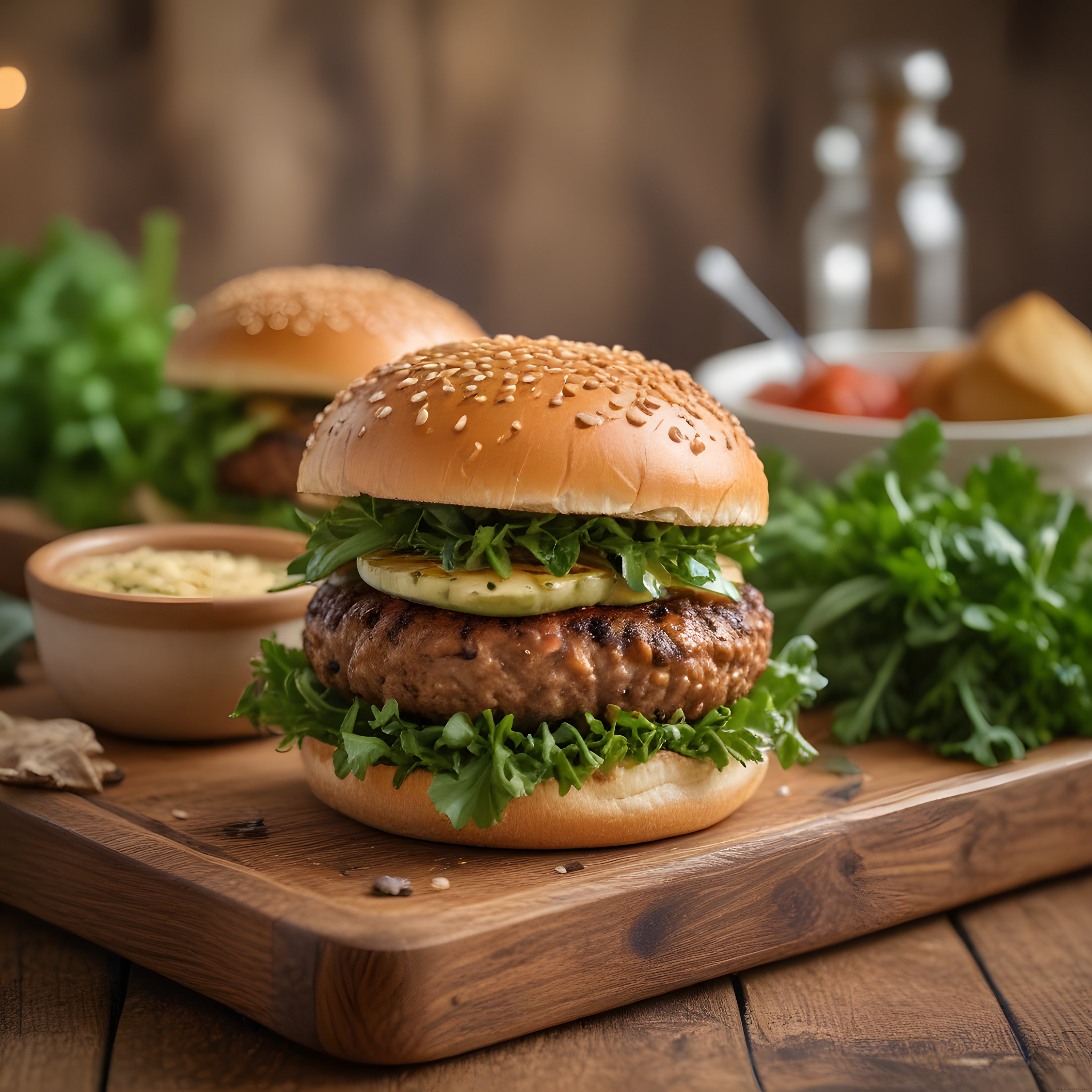 Şef Usulü Susamlı Burger: Izgara Köfte ve Fresh Yeşilliklerle Sunum