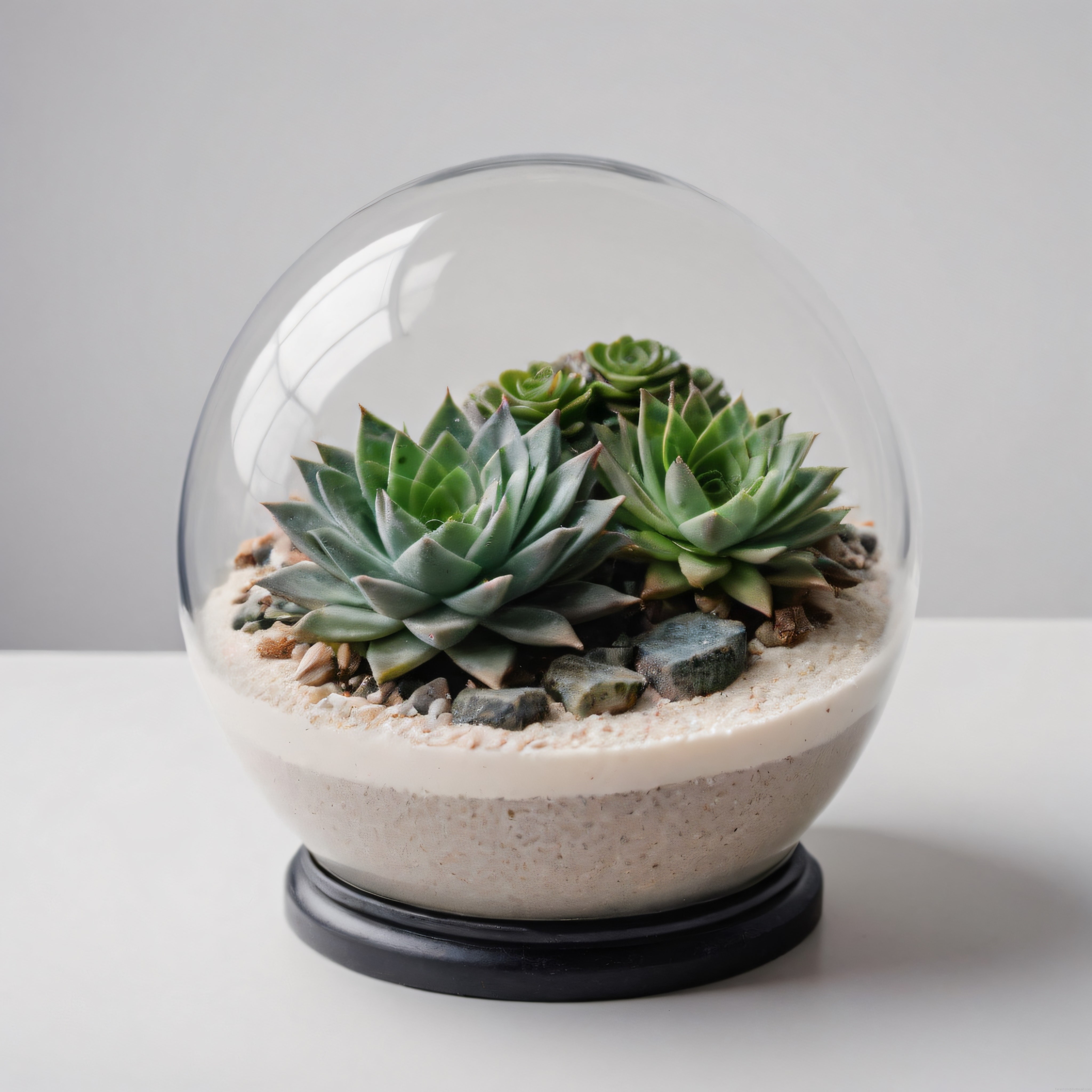 Şeffaf Cam Kürede Sukulent Terraryum ile Minimalist Mekan Dekorasyonu