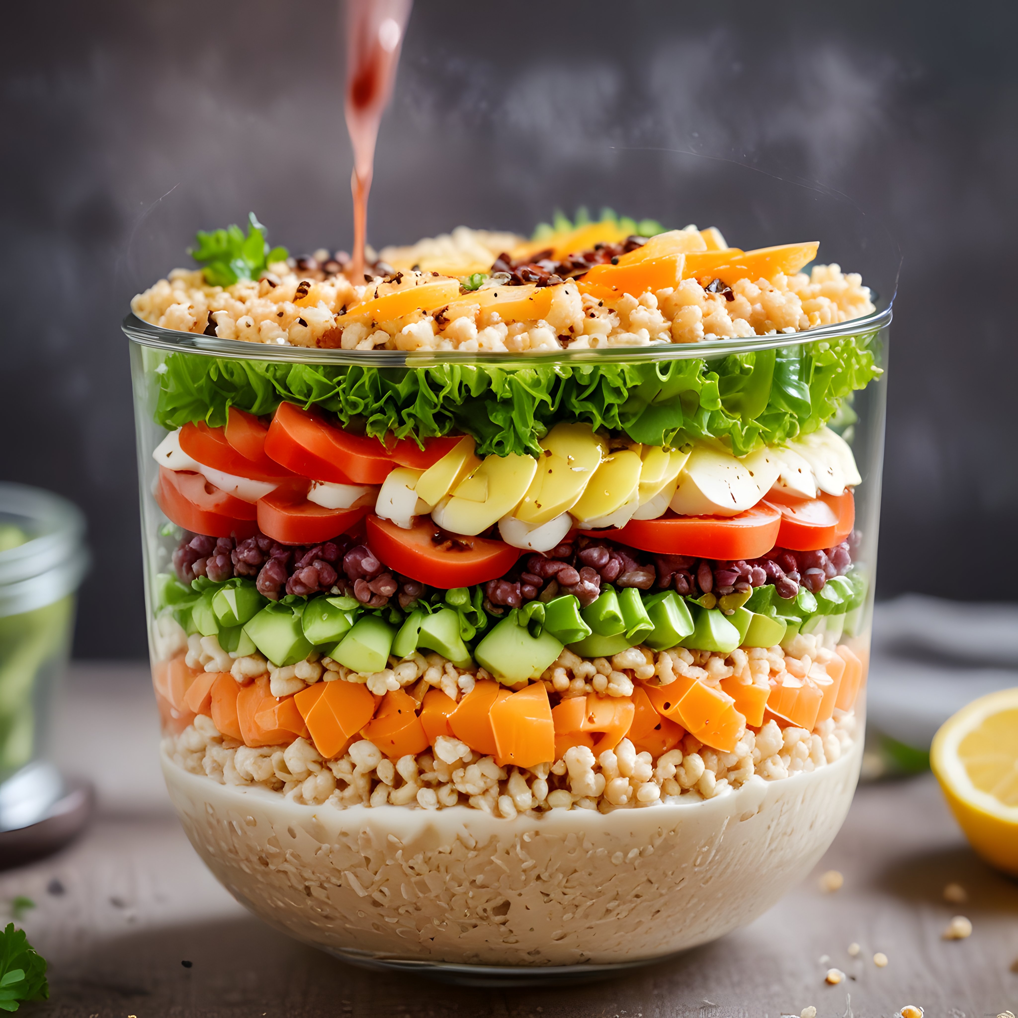 Şeffaf Kapta Renkli Katmanlı Salata: Sağlıklı Beslenme ve Detoks Kasesi