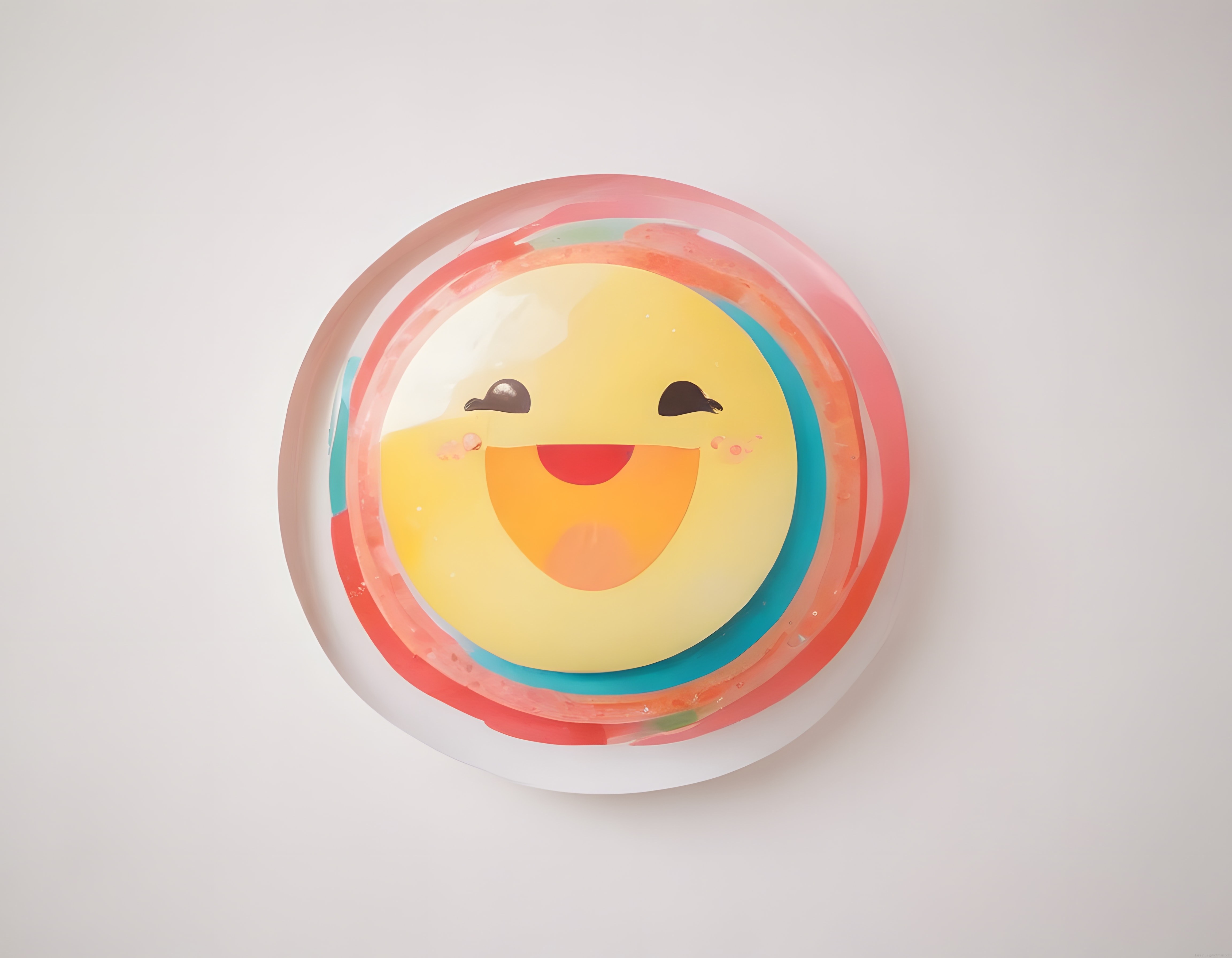 Şeffaf Katmanlar Arasındaki Sevimli Gülümseyen Emoji Dijital Sanat Çalışması