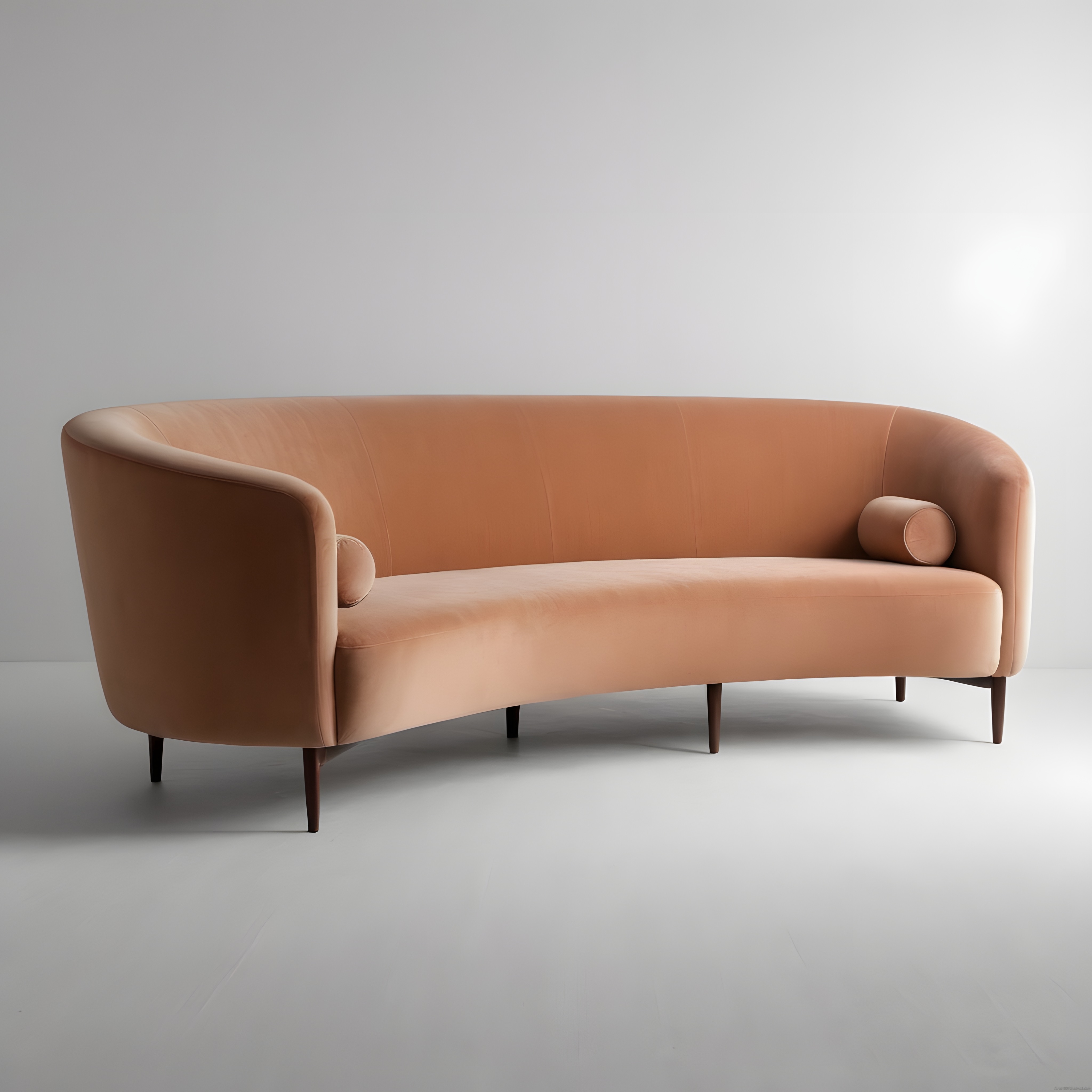 Şeftali Tonlarında Kıvrımlı Modern Kanepe ve Minimalist Dekorasyon Anlayışı