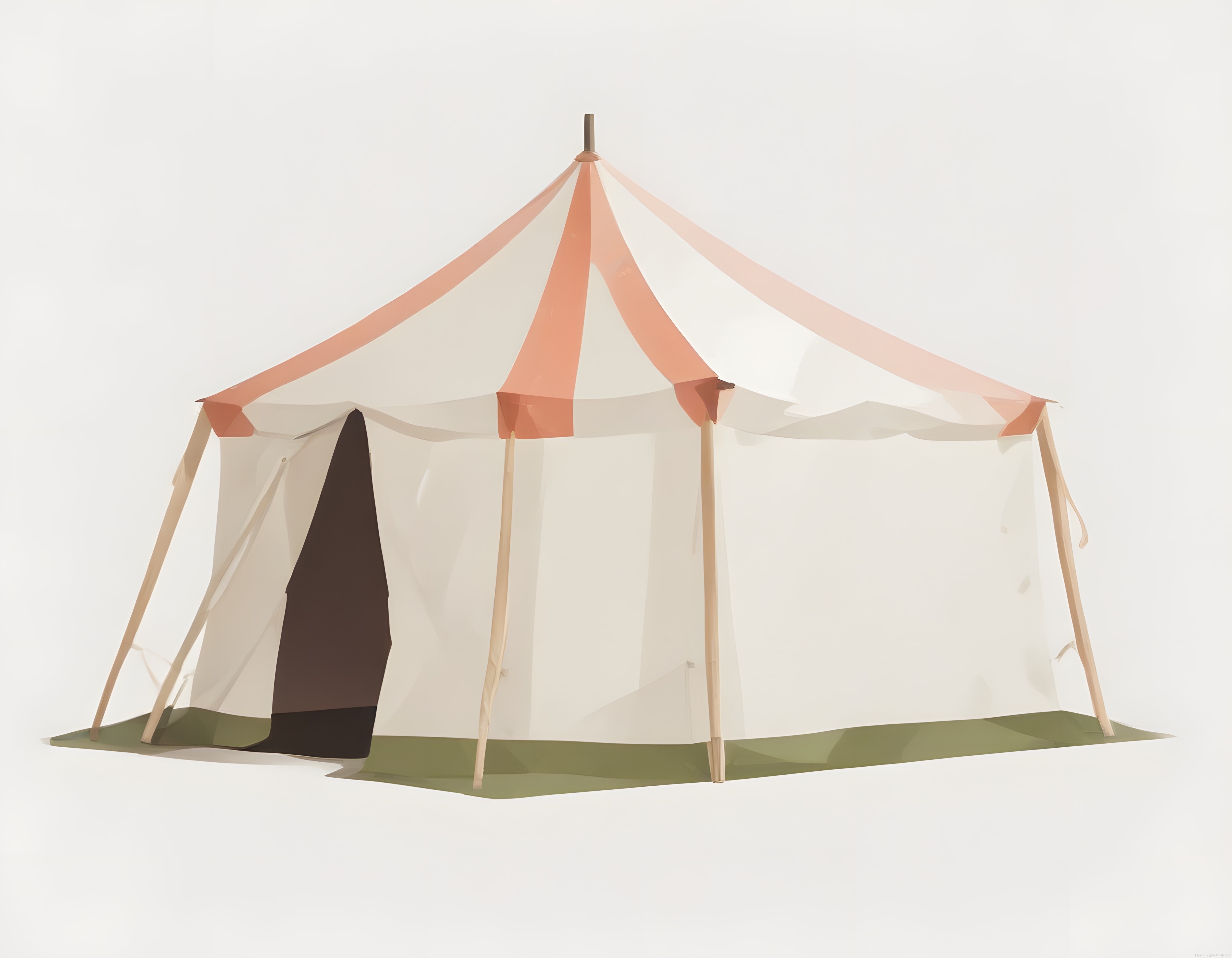 Şeftali ve Krem Tonlarında Klasik Glamping Çadırı Minimalist İllüstrasyon