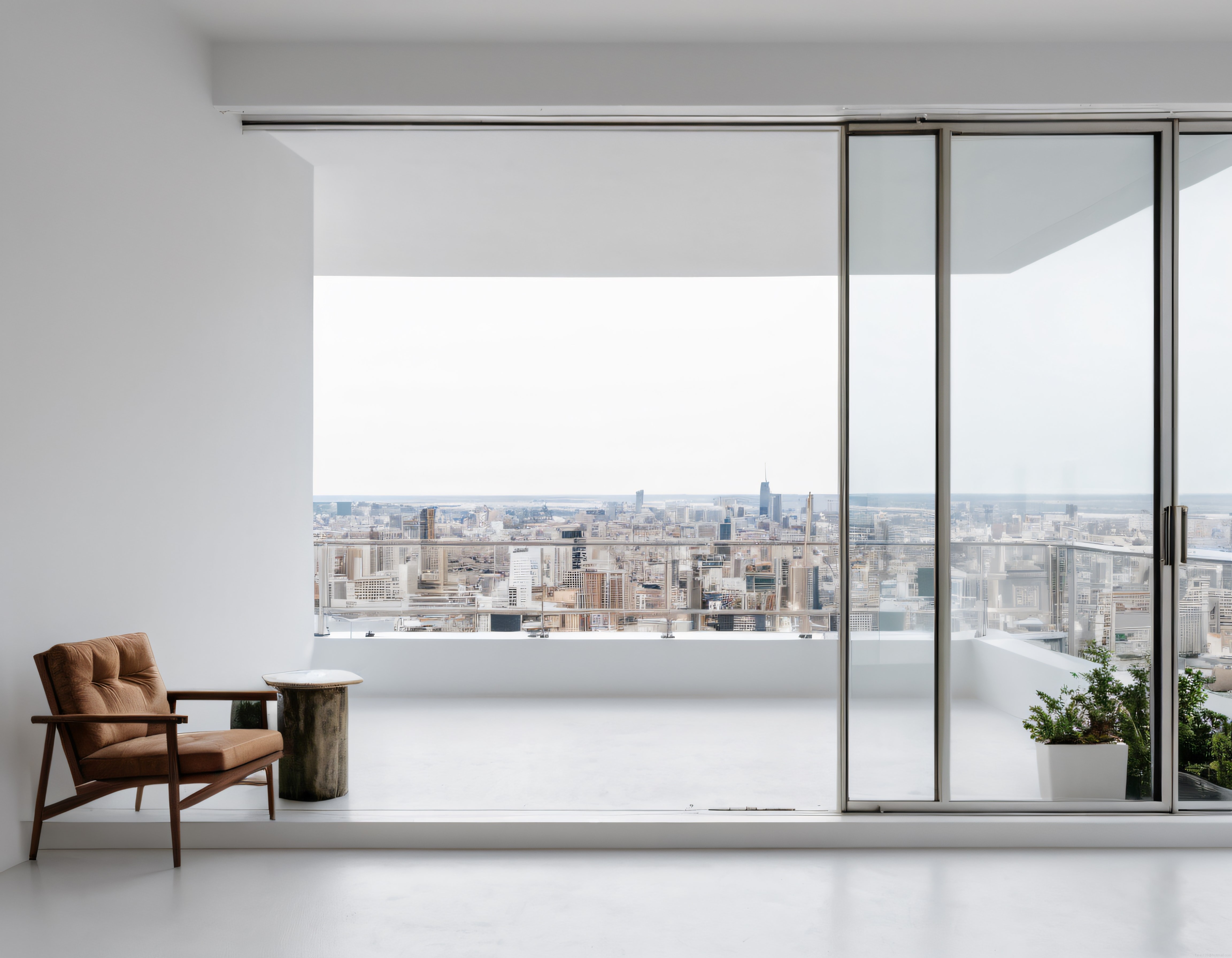 Şehir Manzaralı Minimalist Çatı Katı: Ferah İç Mekan ve Modern Tasarım