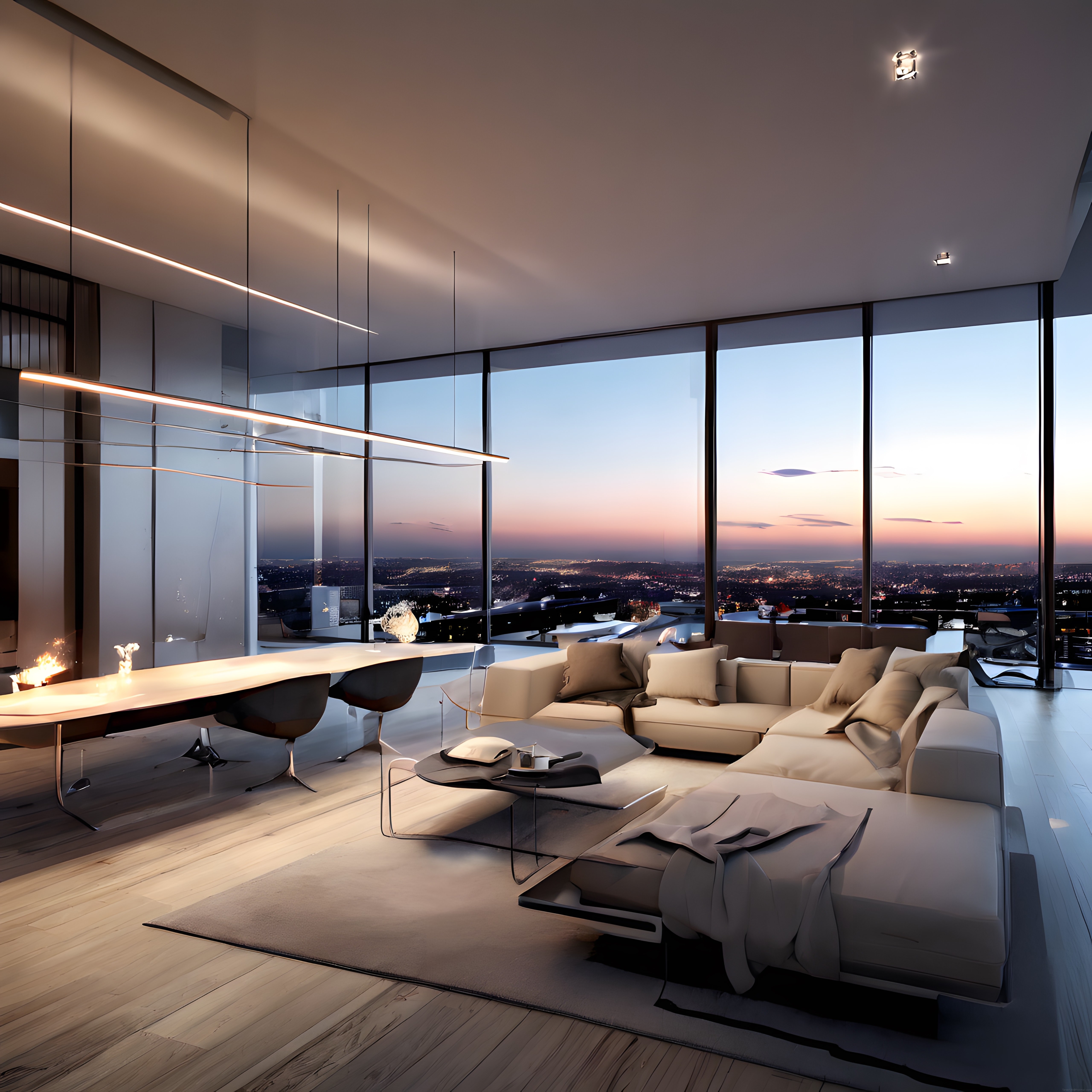 Şehir Manzaralı Modern Lüks Dairede Minimalist Yaşam ve Dekorasyon
