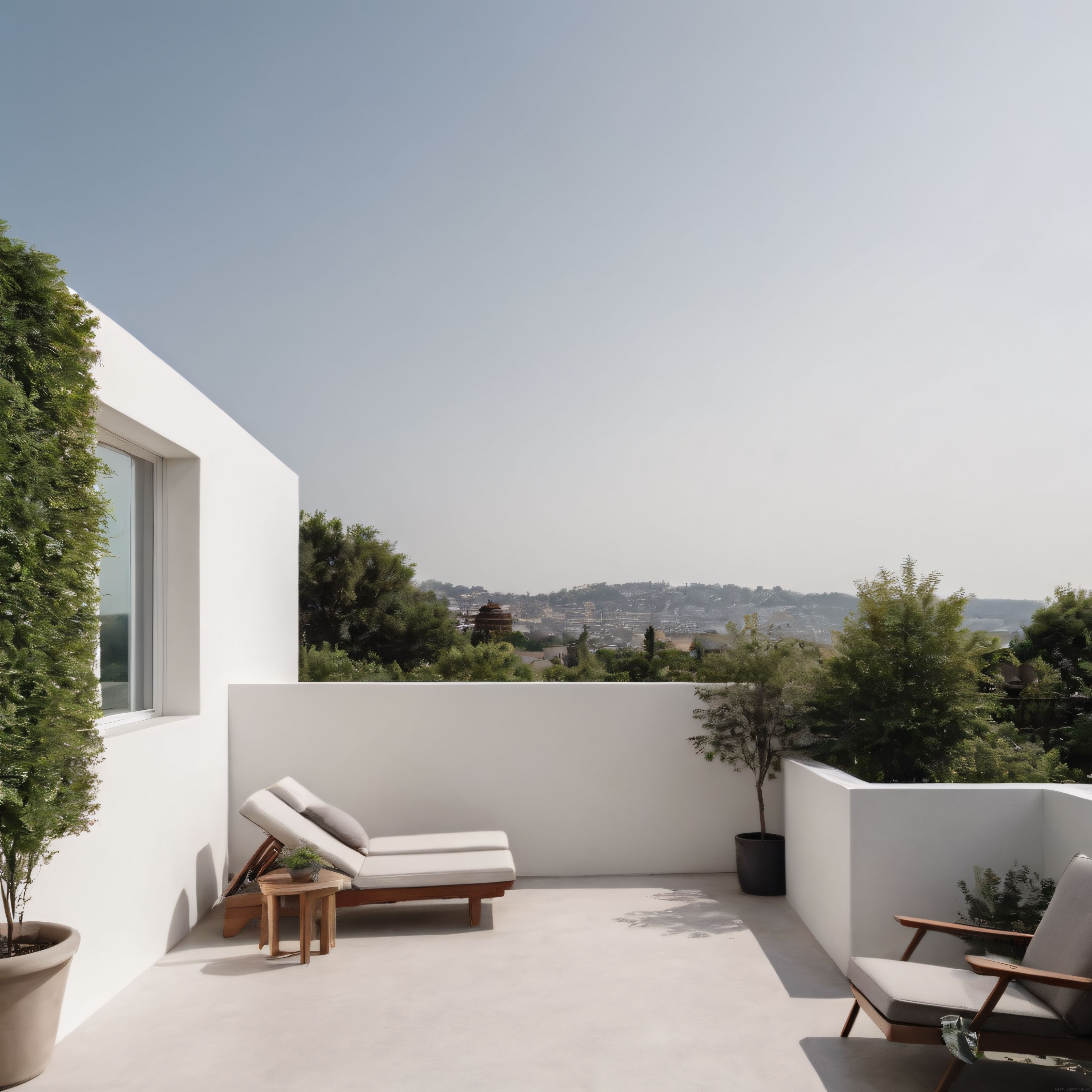 Şehir Manzaralı Modern Teras: Minimalist Dekorasyonla Ferah Bir Yaşam Alanı